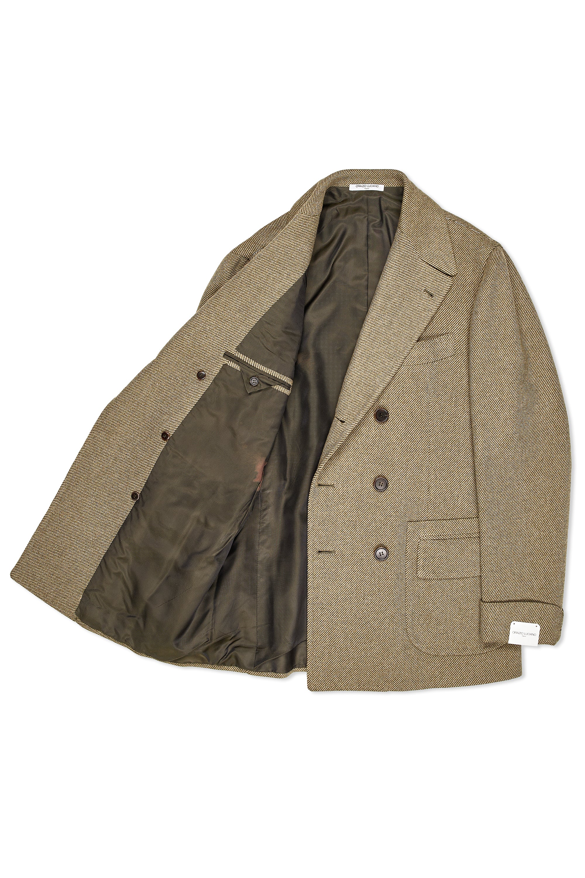 Orazio Luciano Olive Twill Wool DB Coat *new with defect*