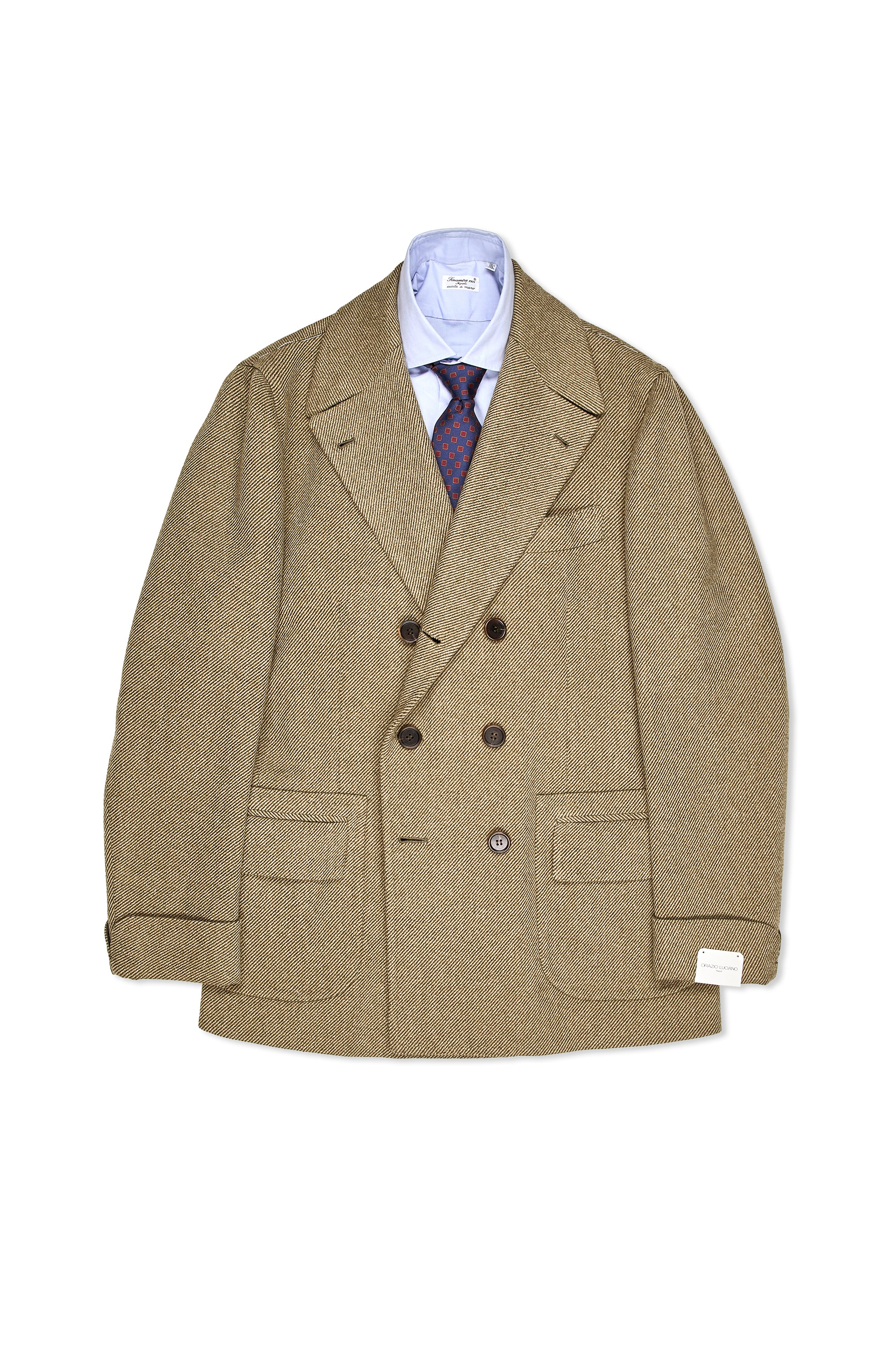 Orazio Luciano Olive Twill Wool DB Coat *new with defect*