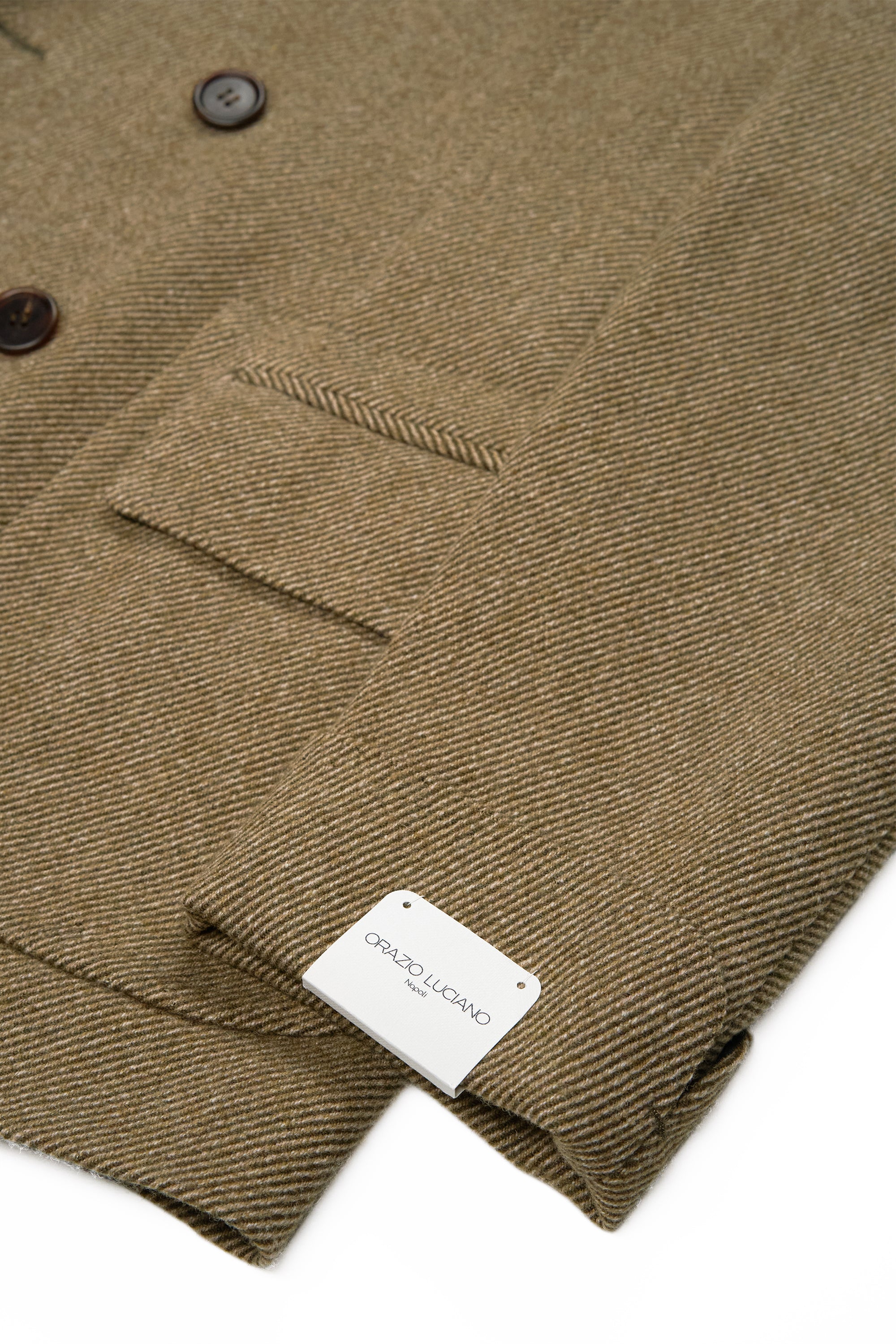 Orazio Luciano Olive Twill Wool DB Coat *new with defect*