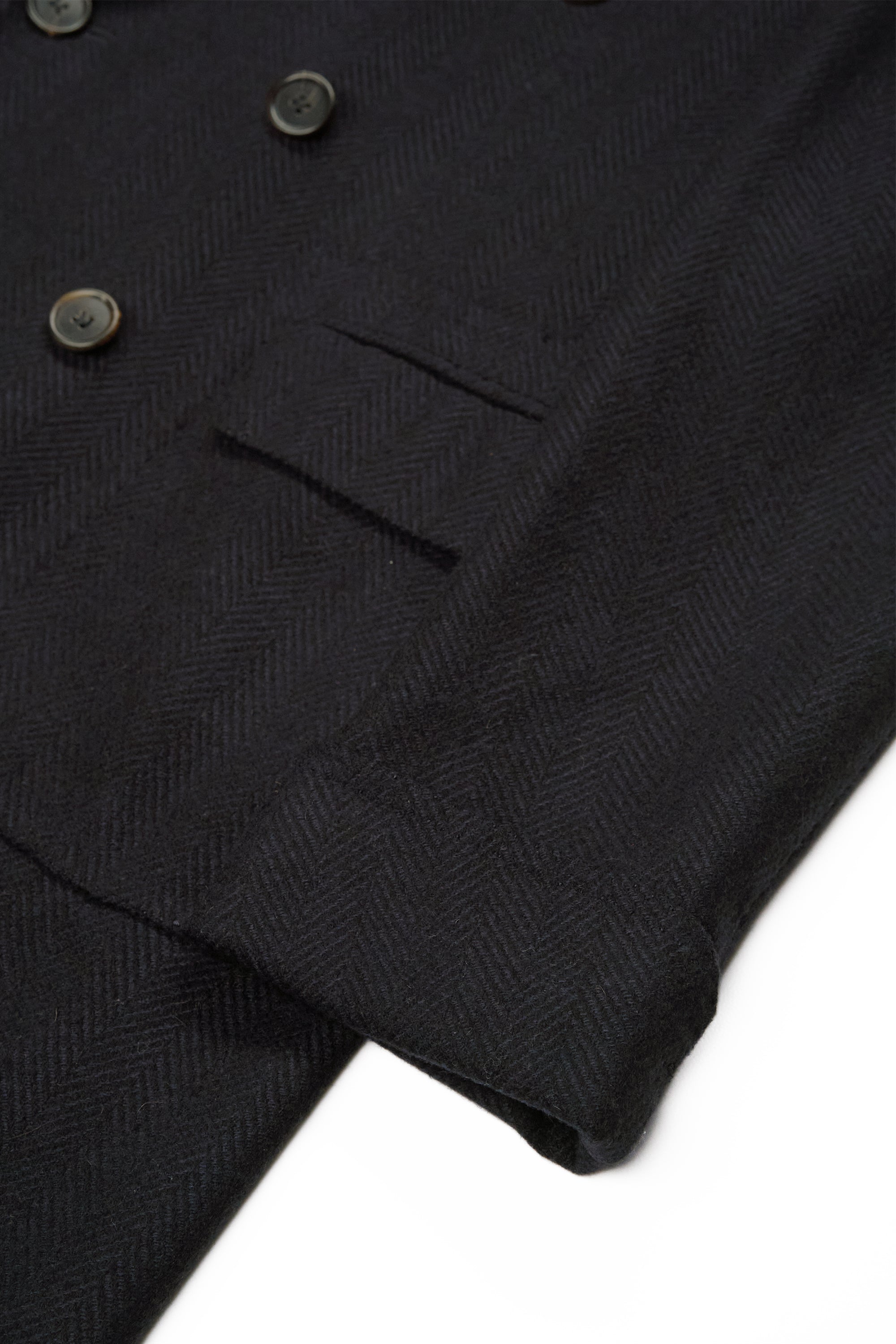 Orazio Luciano Navy Herringbone Wool/Cashmere DB Overcoat