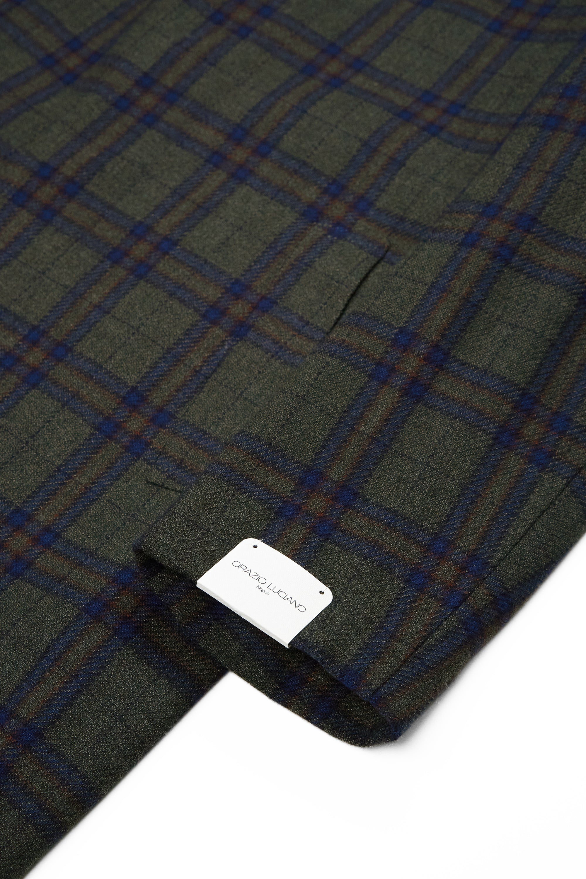 Orazio Luciano Green/Blue/Orange Check Wool Overcoat