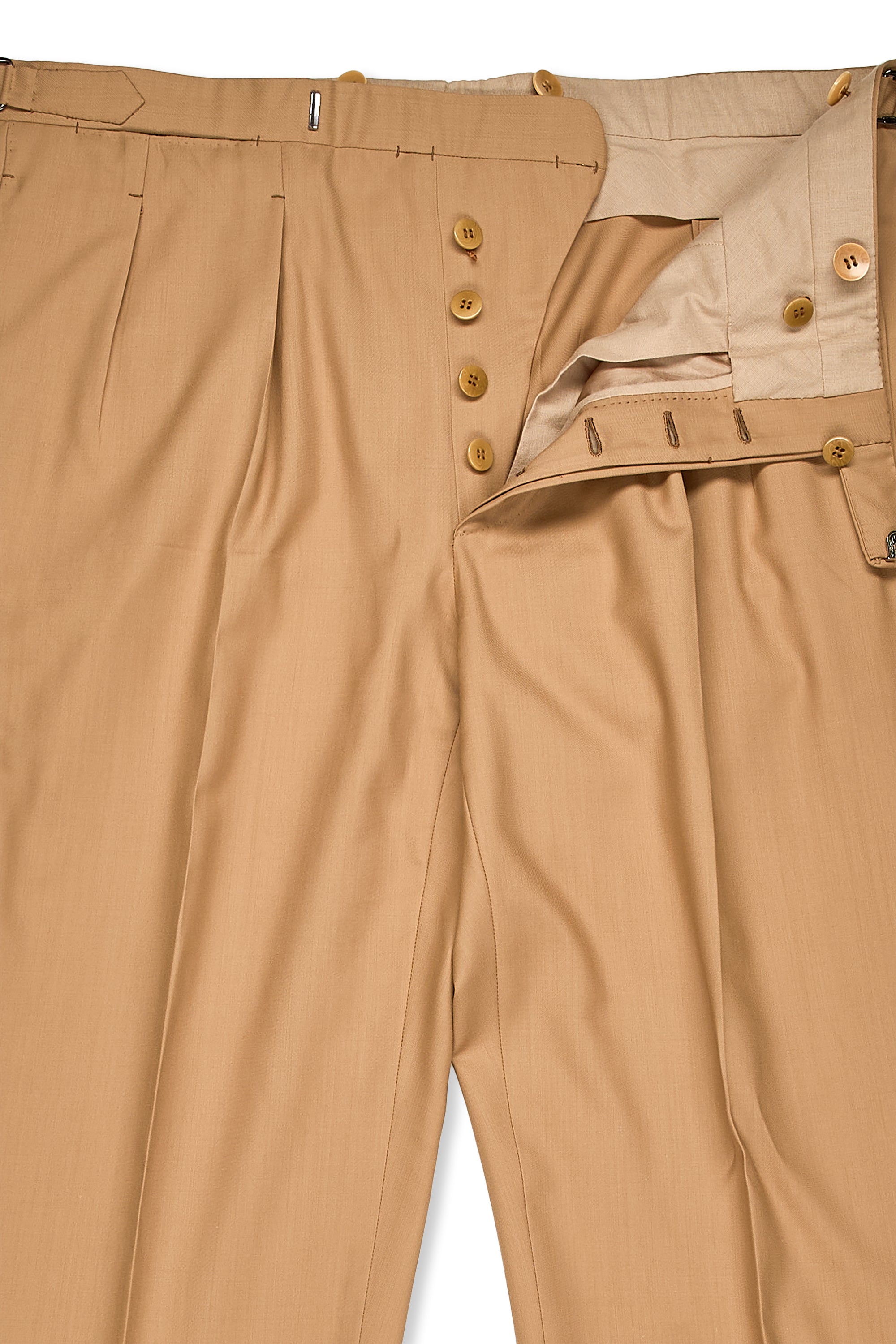 Camps De Luca Camel Wool Suit with Hermes Silk Scarf Lining Bespoke