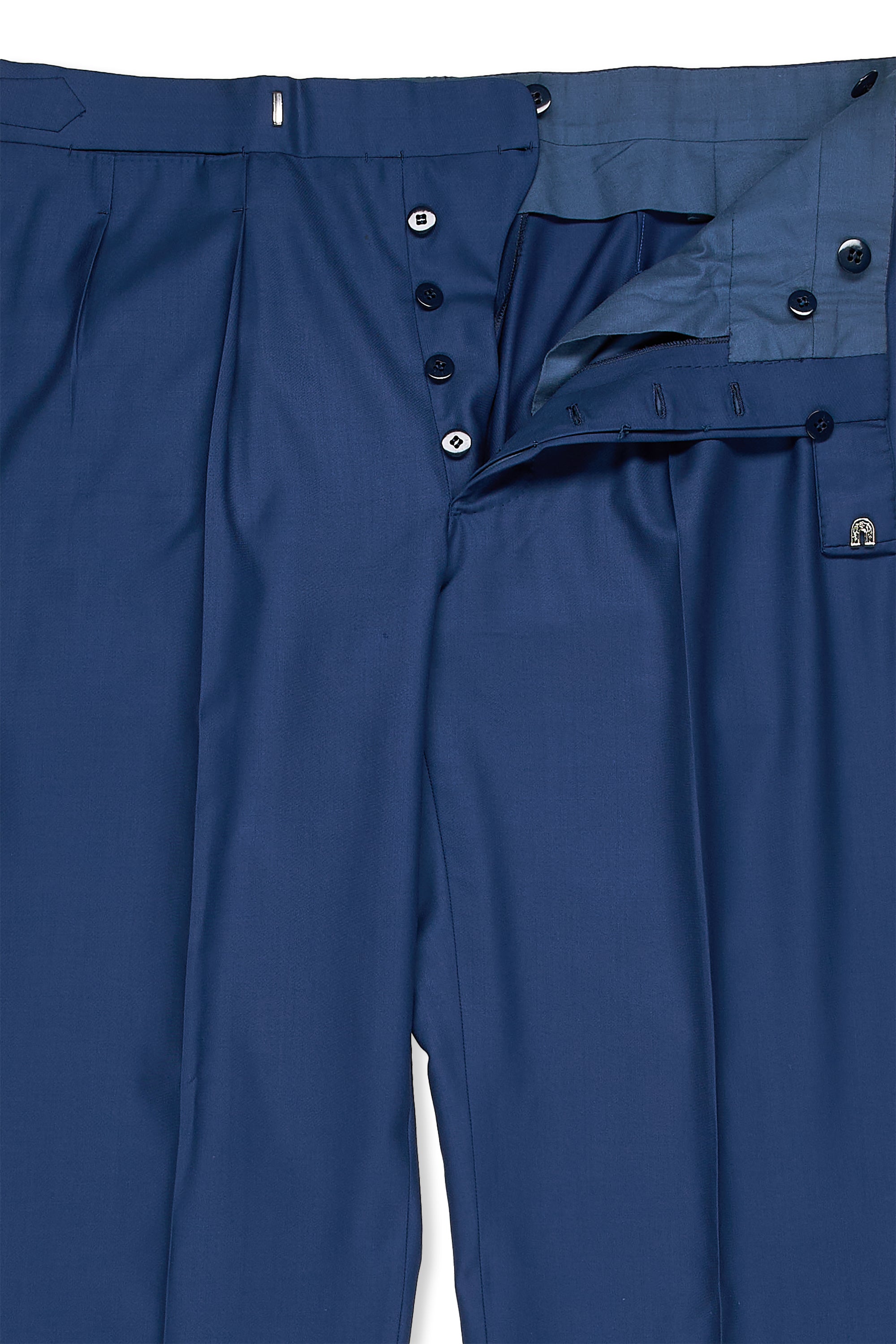 Camps De Luca Blue Wool Suit with Hermes Silk Scarf Lining Bespoke