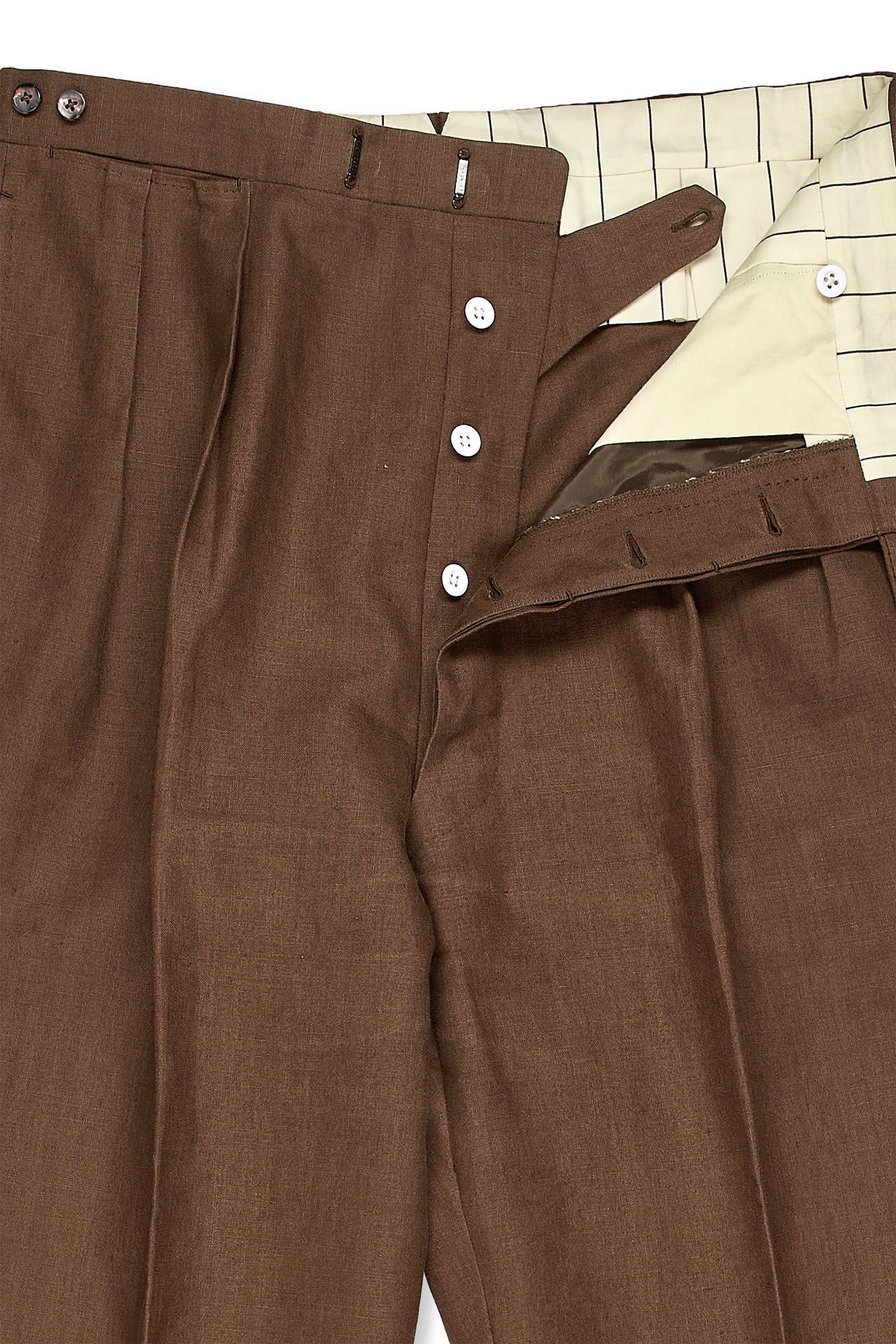 Blue Shears Brown Linen Double Breasted Suit Bespoke