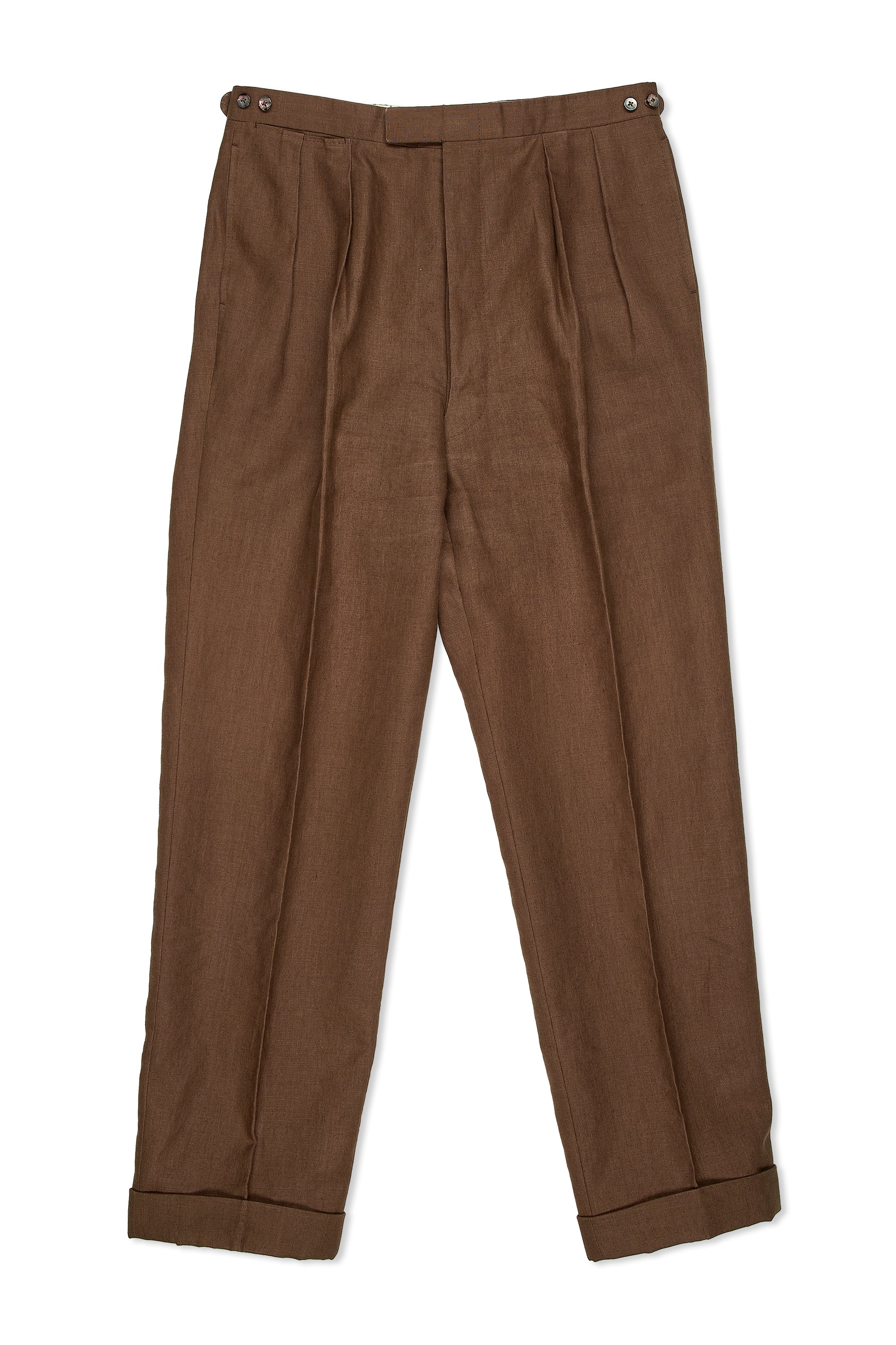 Blue Shears Brown Linen Double Breasted Suit Bespoke
