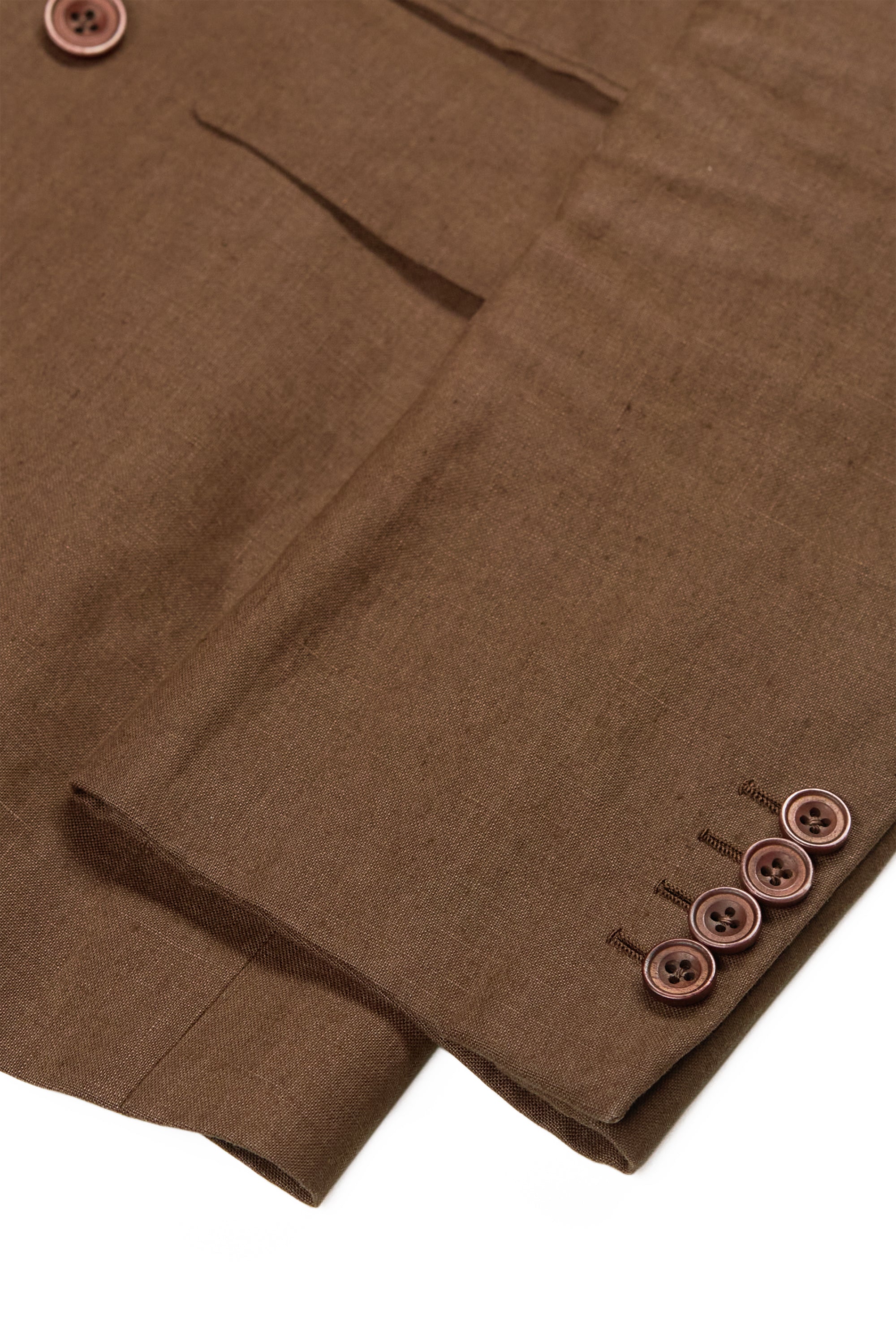 Blue Shears Brown Linen Double Breasted Suit Bespoke