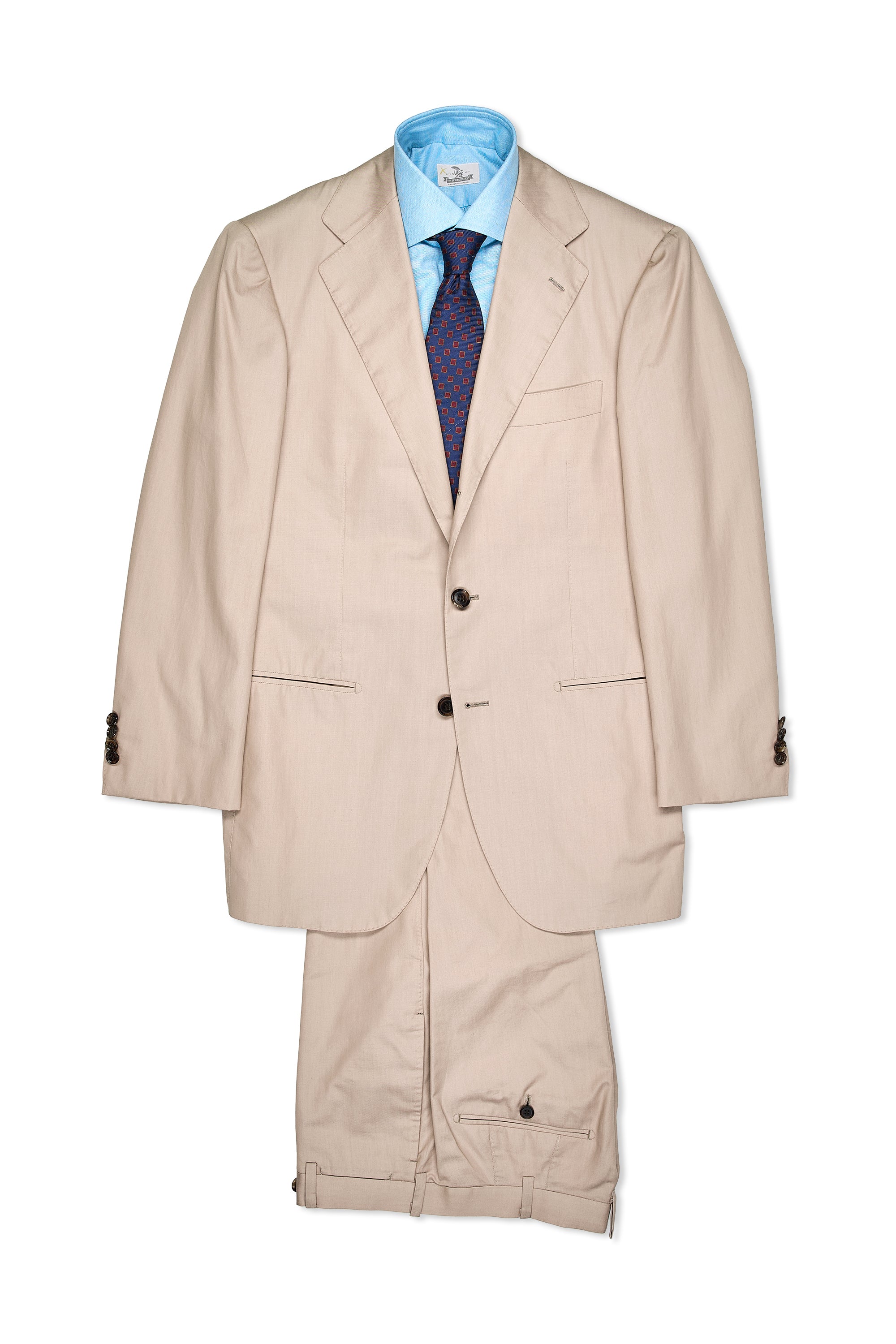 Ring Jacket Beige Cotton Suit