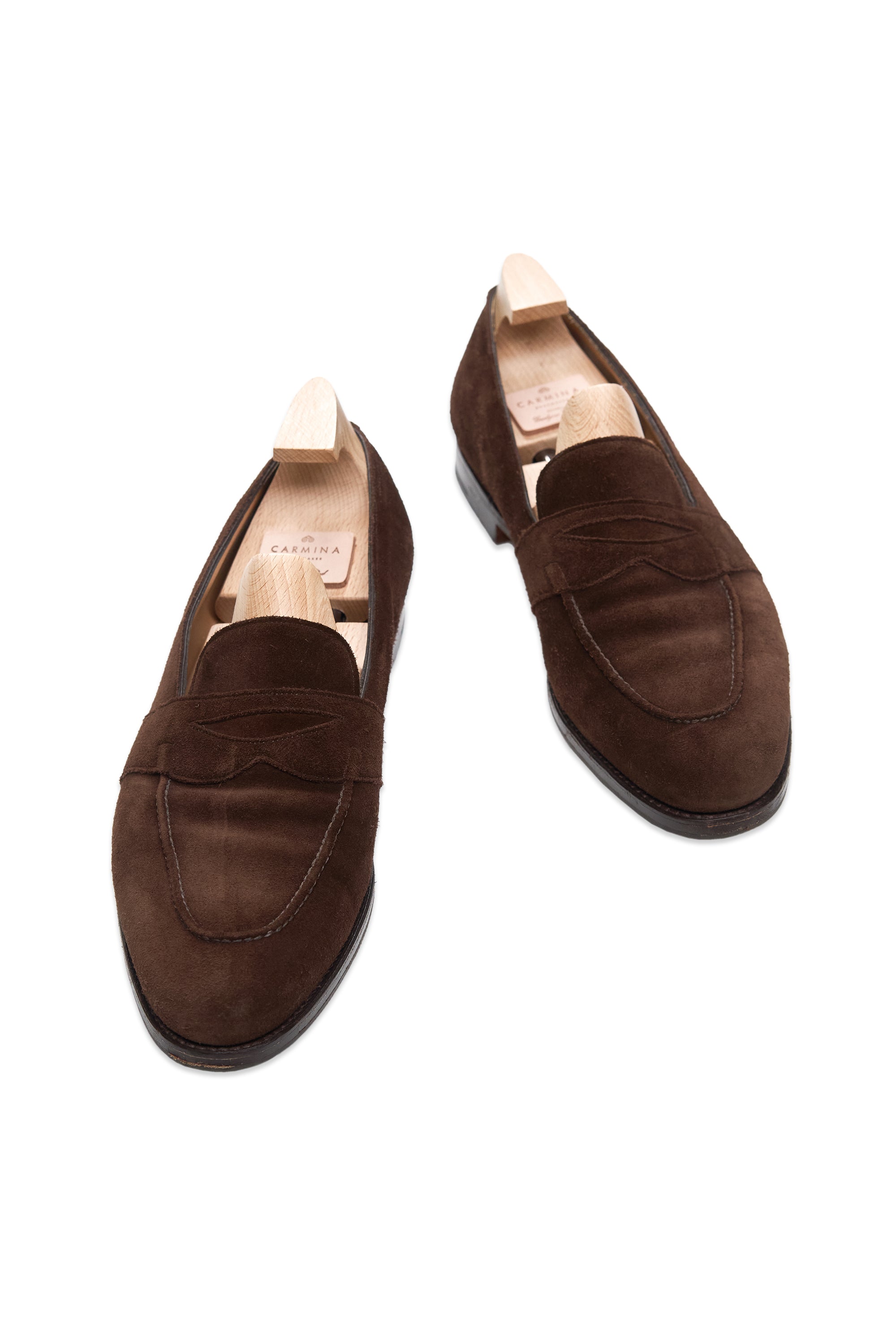 John Lobb Dark Brown Suede Penny Loafers