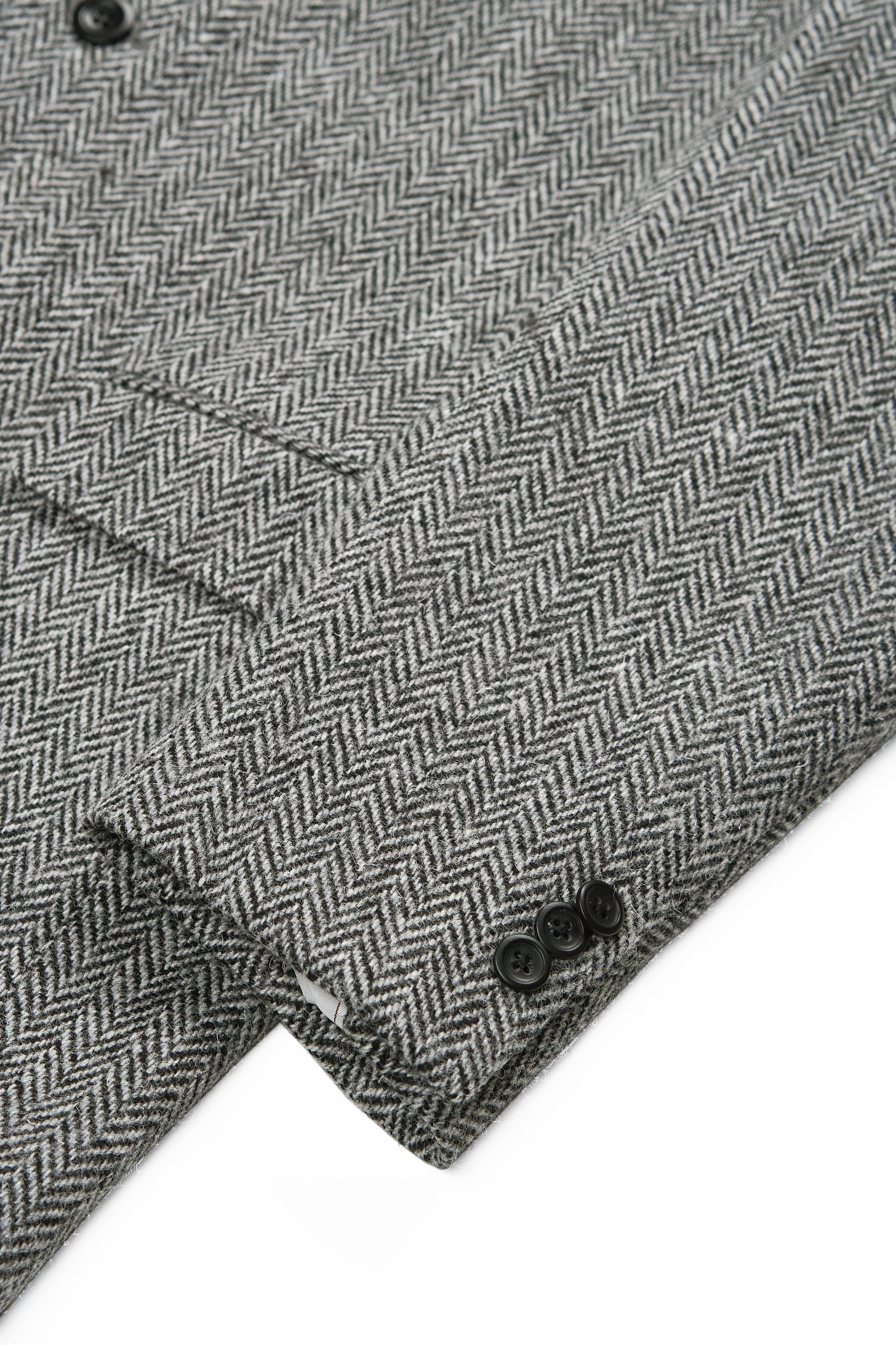 O'Connell's Black/White Herringbone Harris Tweed Wool Sport Coat