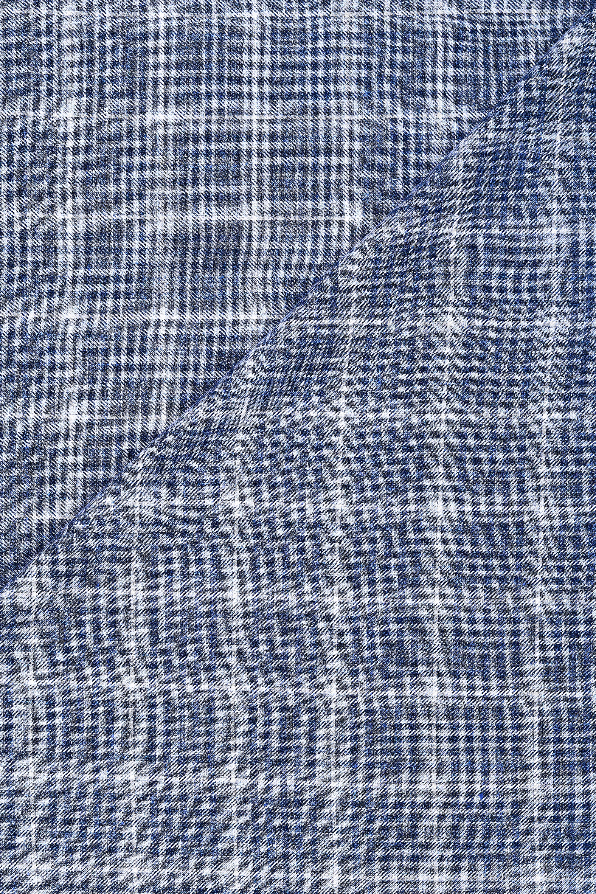 Vitale Barberis Canonico for Drapers Blue with White Check Linen/Silk/Cotton Cloth - 2.5m