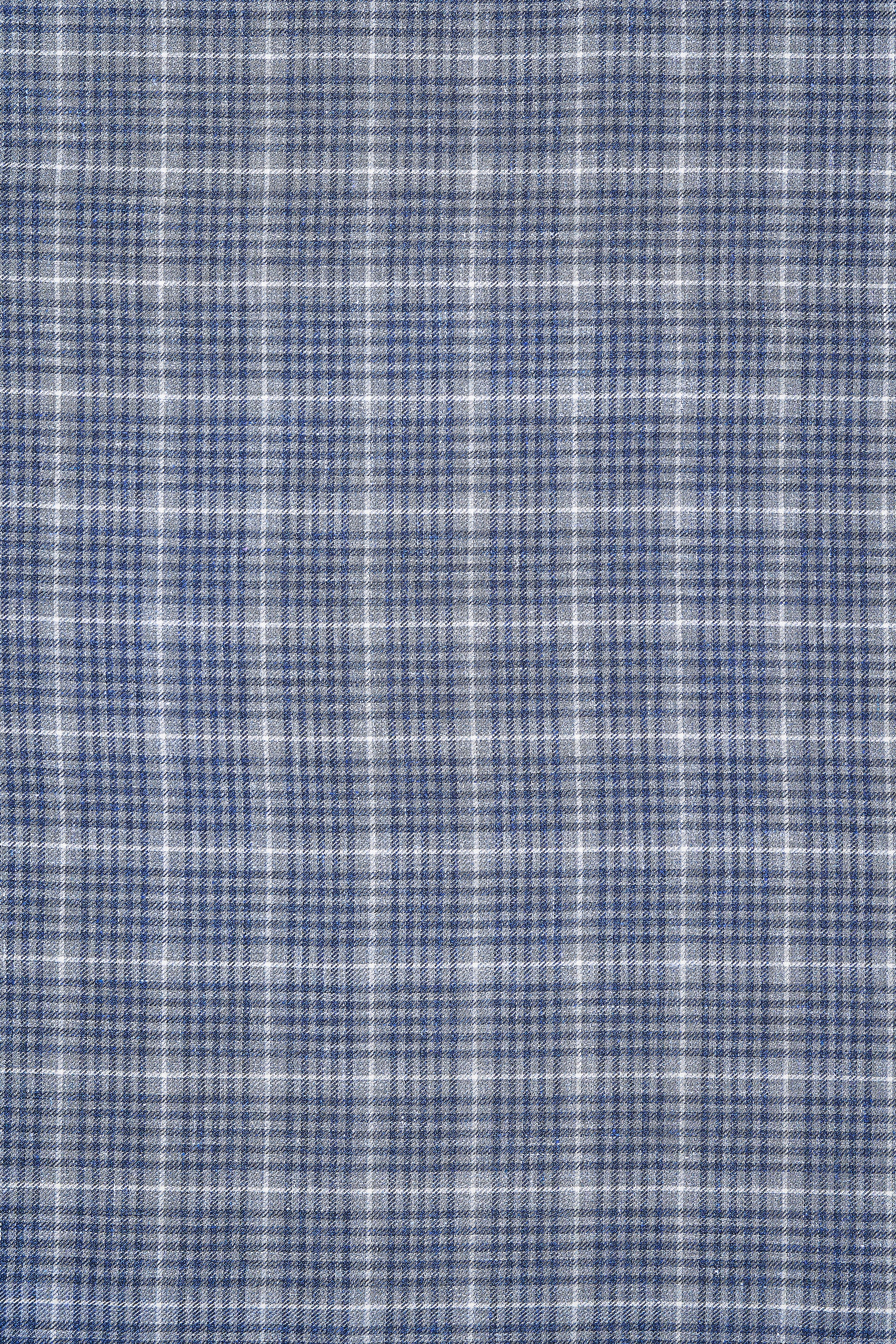 Vitale Barberis Canonico for Drapers Blue with White Check Linen/Silk/Cotton Cloth - 2.5m
