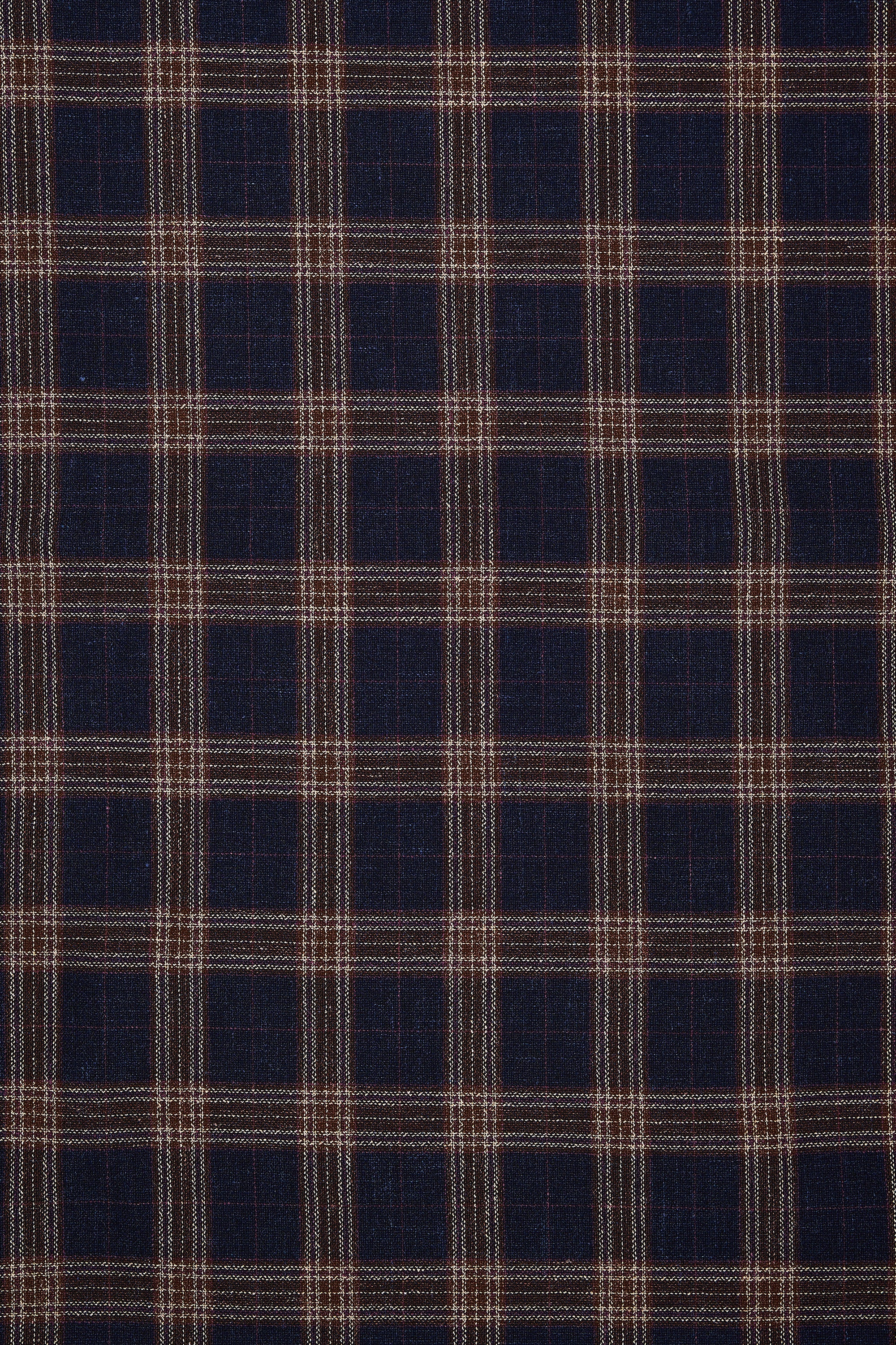 Vitale Barberis Canonico for Drapers Navy with Brown/Purple Check Wool/Silk Cloth - 2.5m
