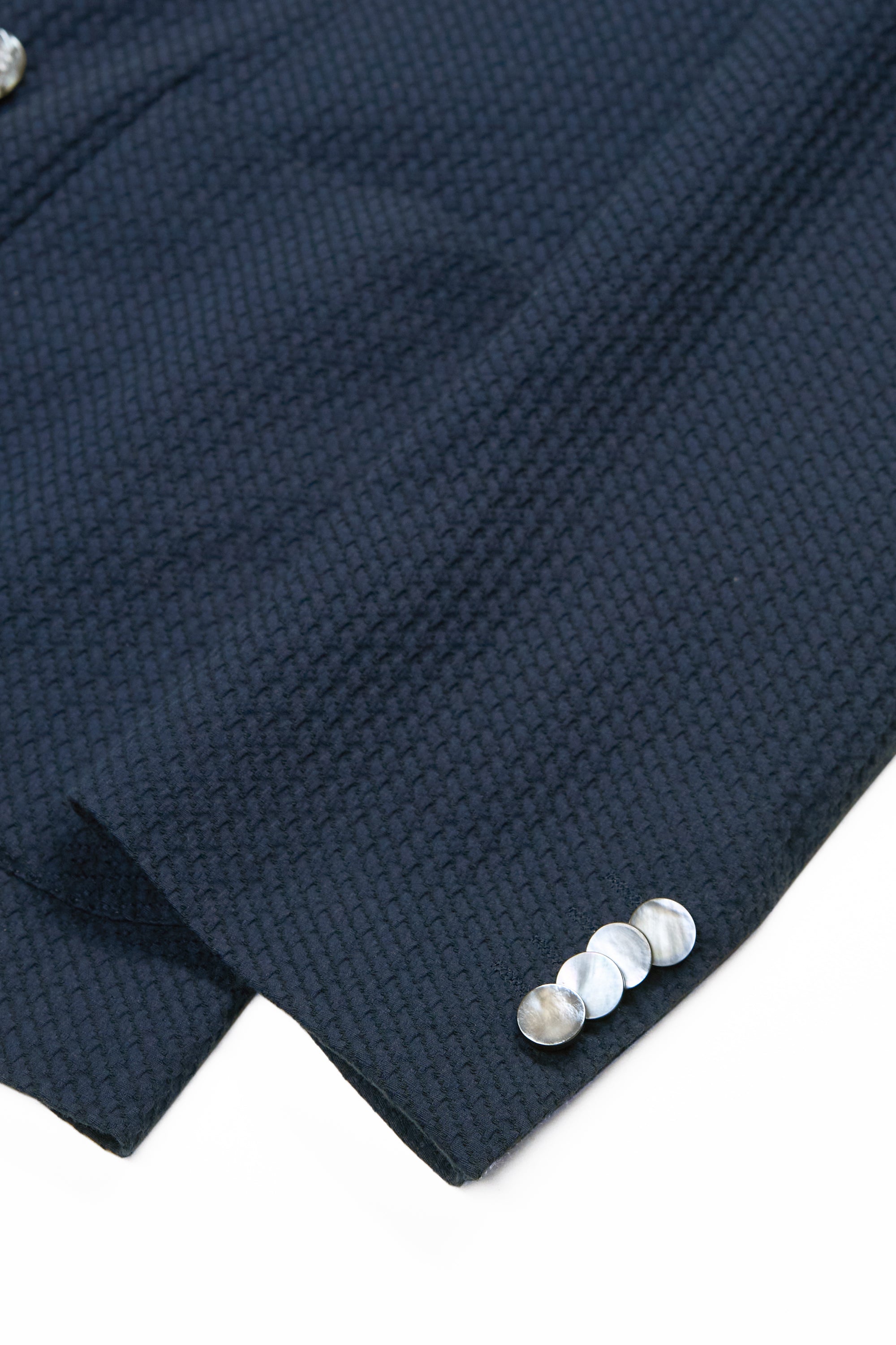 THE GIGI Navy Weave Cotton Double Breasted Sport Coat