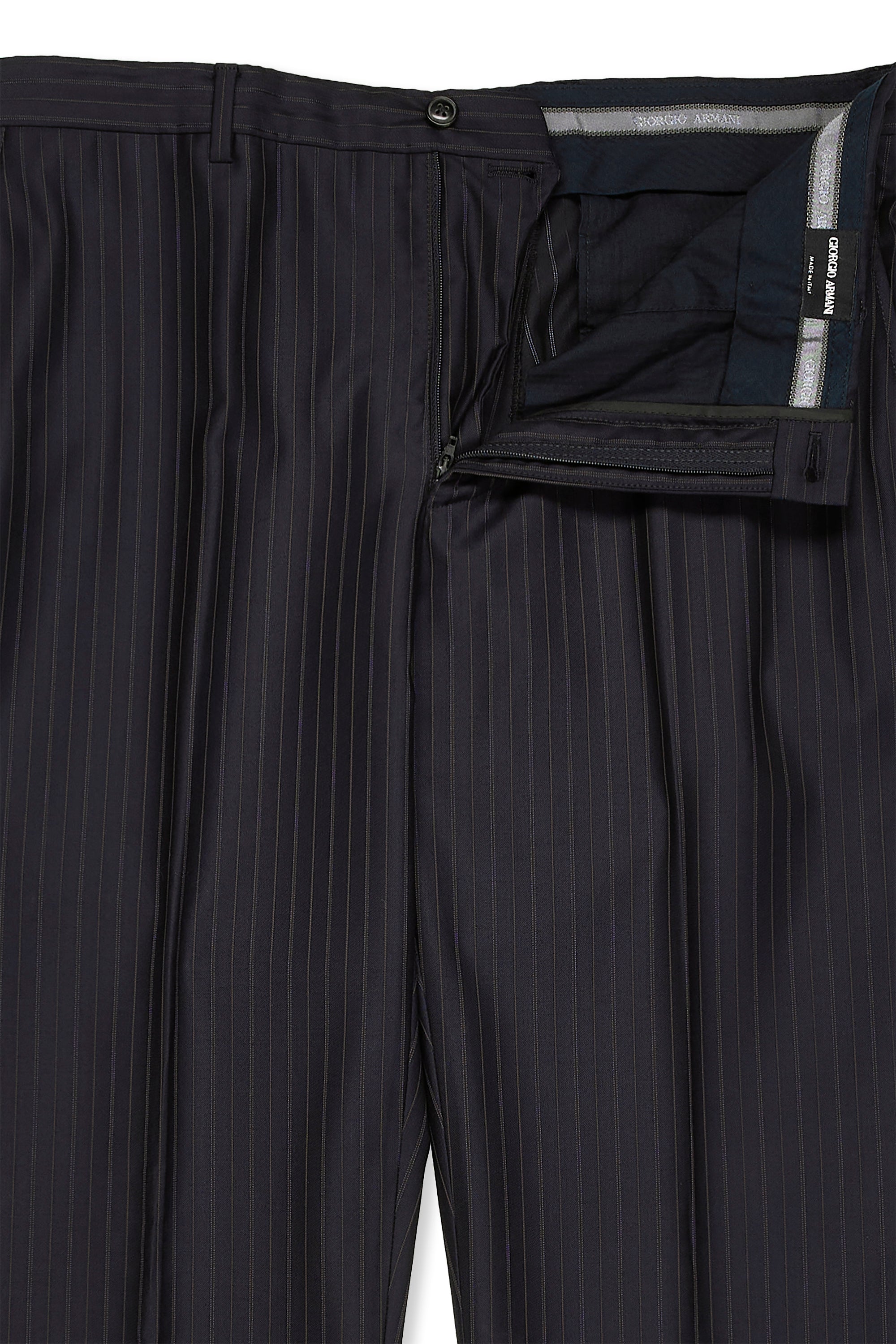 Giorgio Armani Navy with Brown Stripe Wool Suit