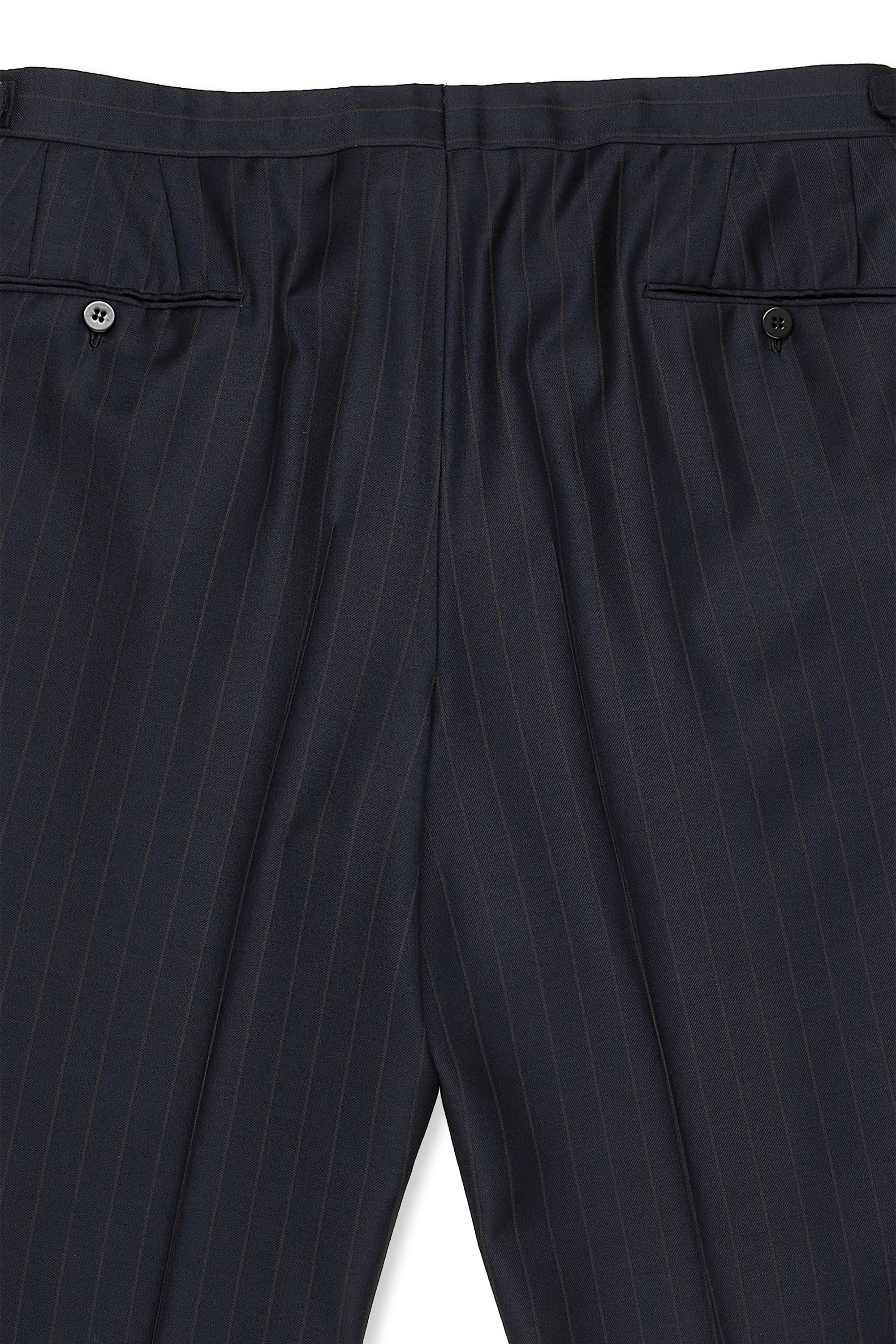 Liverano & Liverano Navy with Brown Pinstripe Wool Suit Bespoke