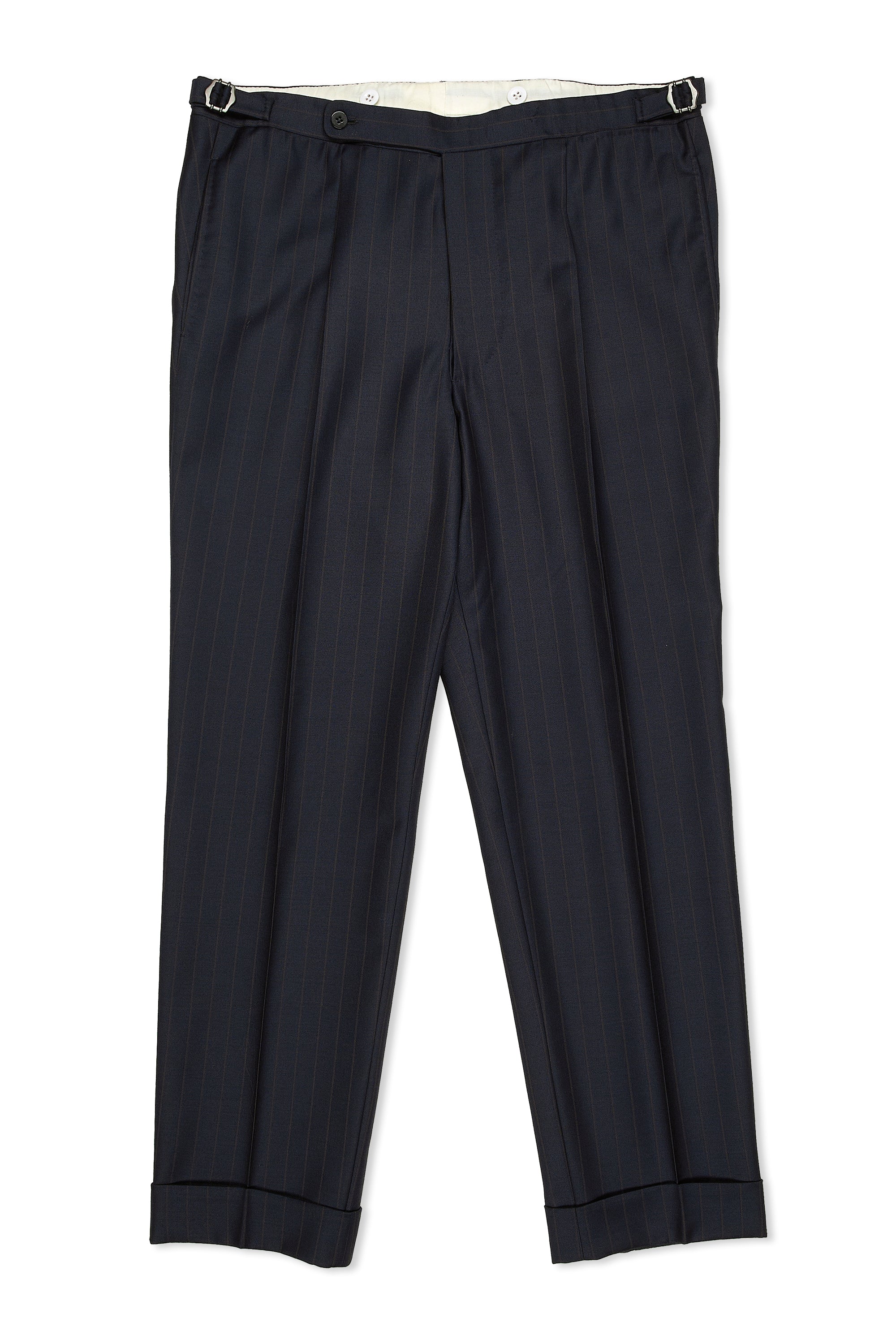 Liverano & Liverano Navy with Brown Pinstripe Wool Suit Bespoke