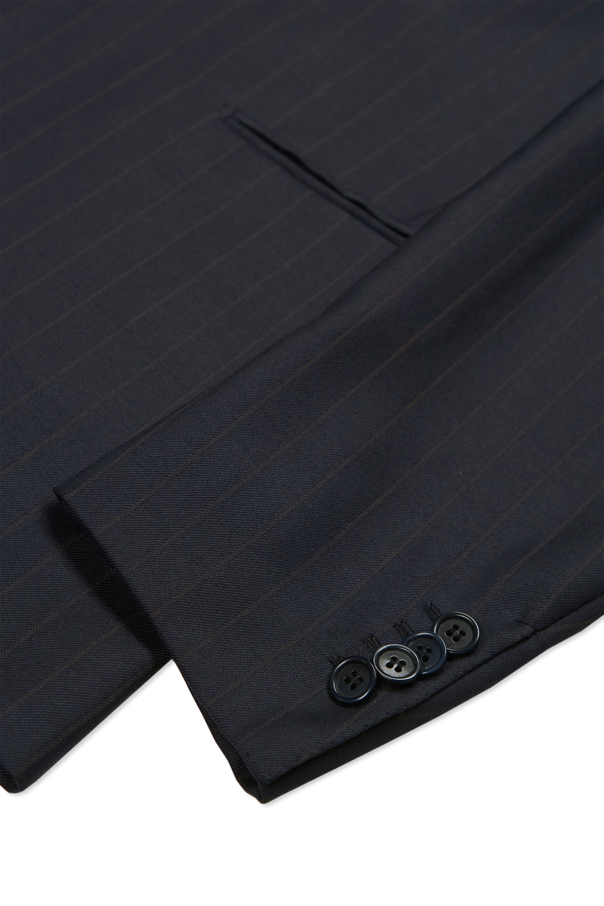 Liverano & Liverano Navy with Brown Pinstripe Wool Suit Bespoke