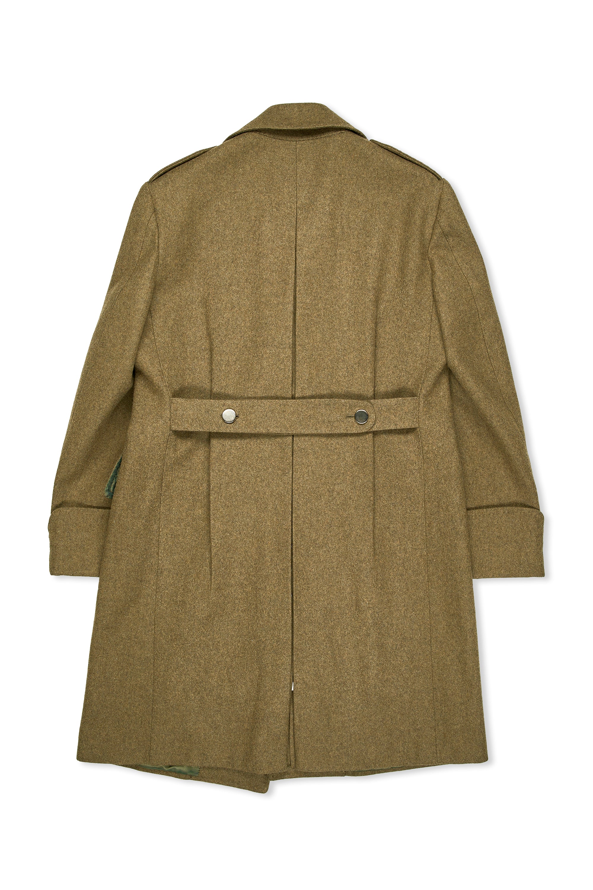 Orazio Luciano Olive Tweed Wool Double Breasted Overcoat