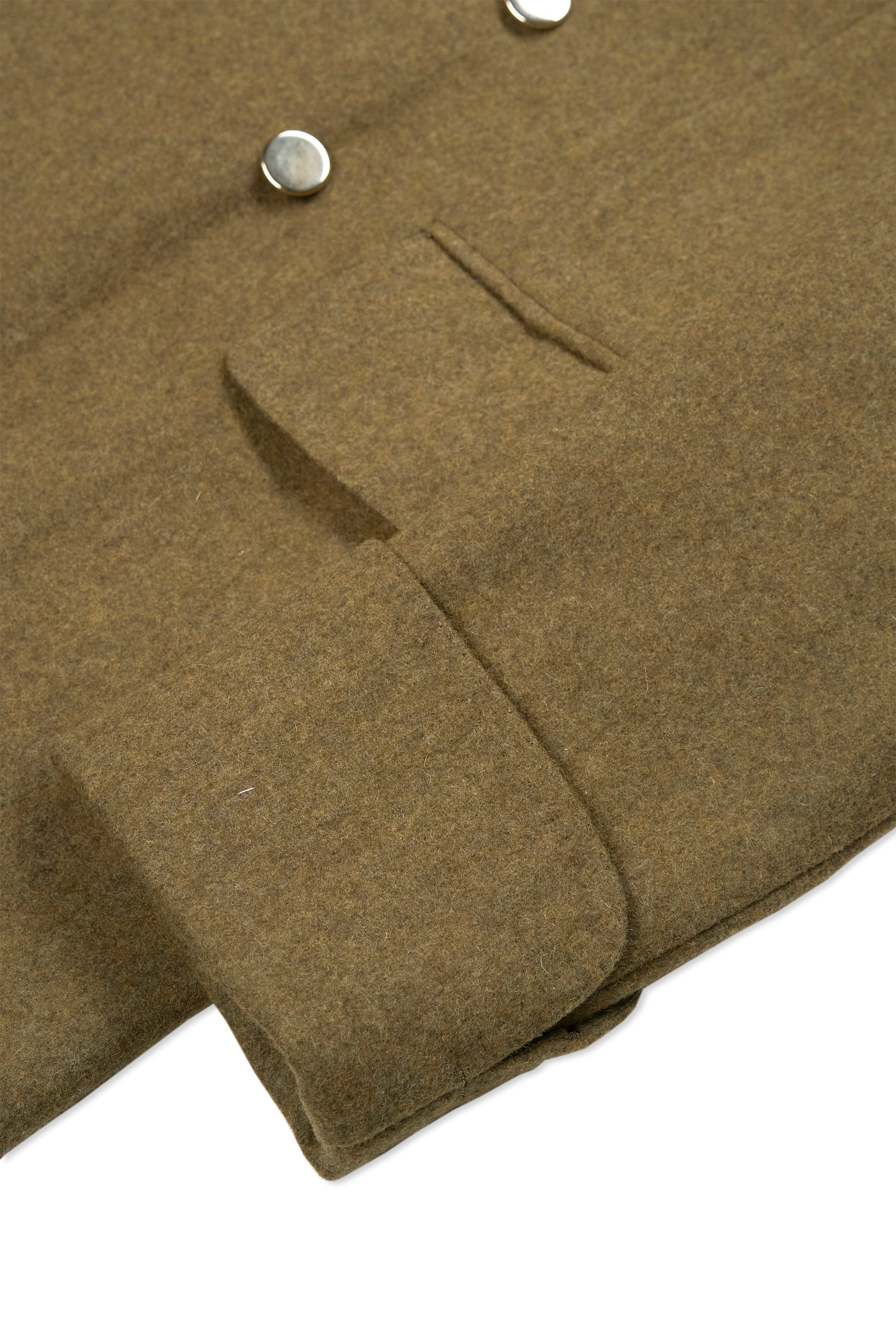 Orazio Luciano Olive Tweed Wool Double Breasted Overcoat