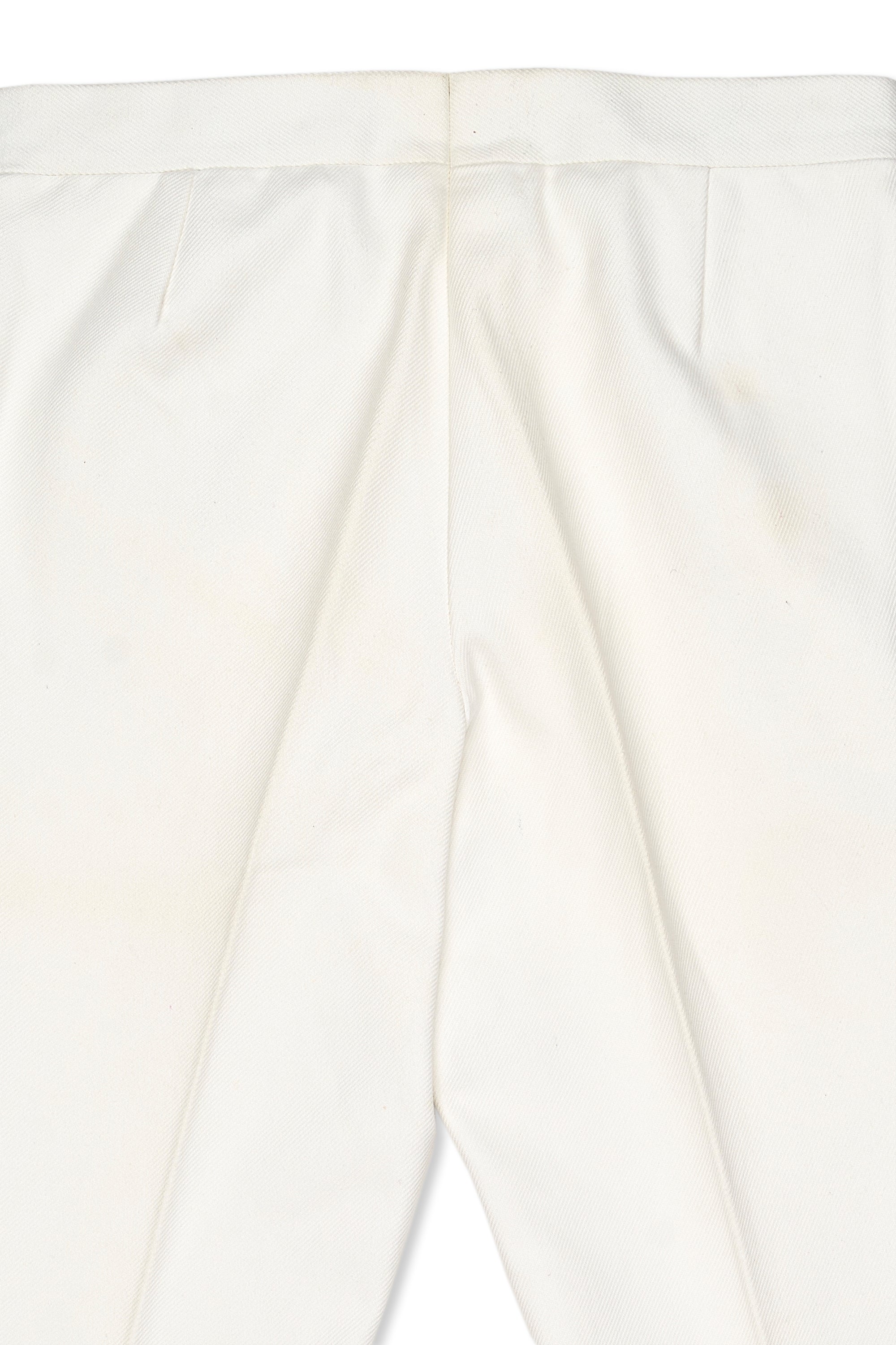 Ambrosi White Cotton Twill Single Pleat Trousers