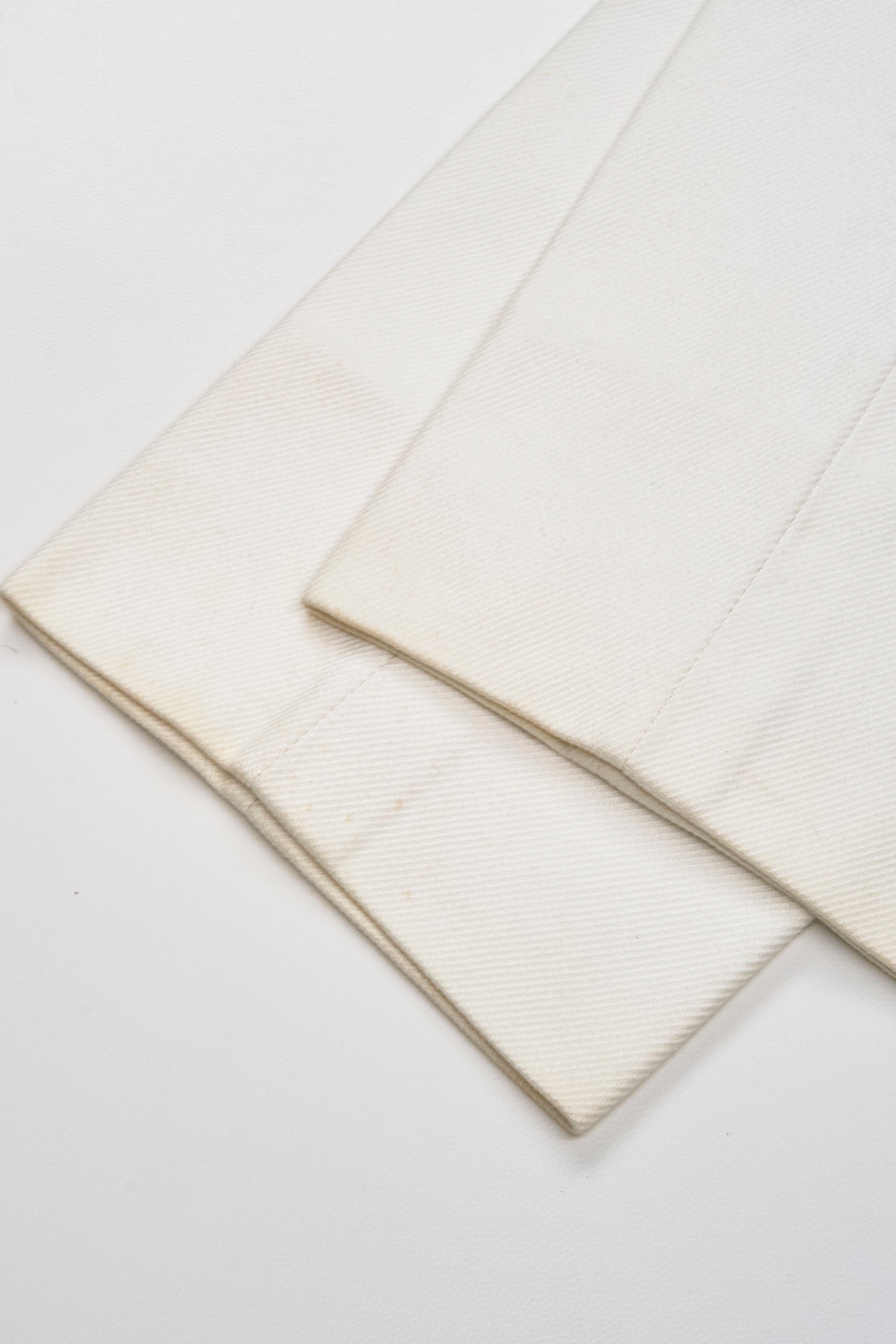 Ambrosi White Cotton Twill Single Pleat Trousers