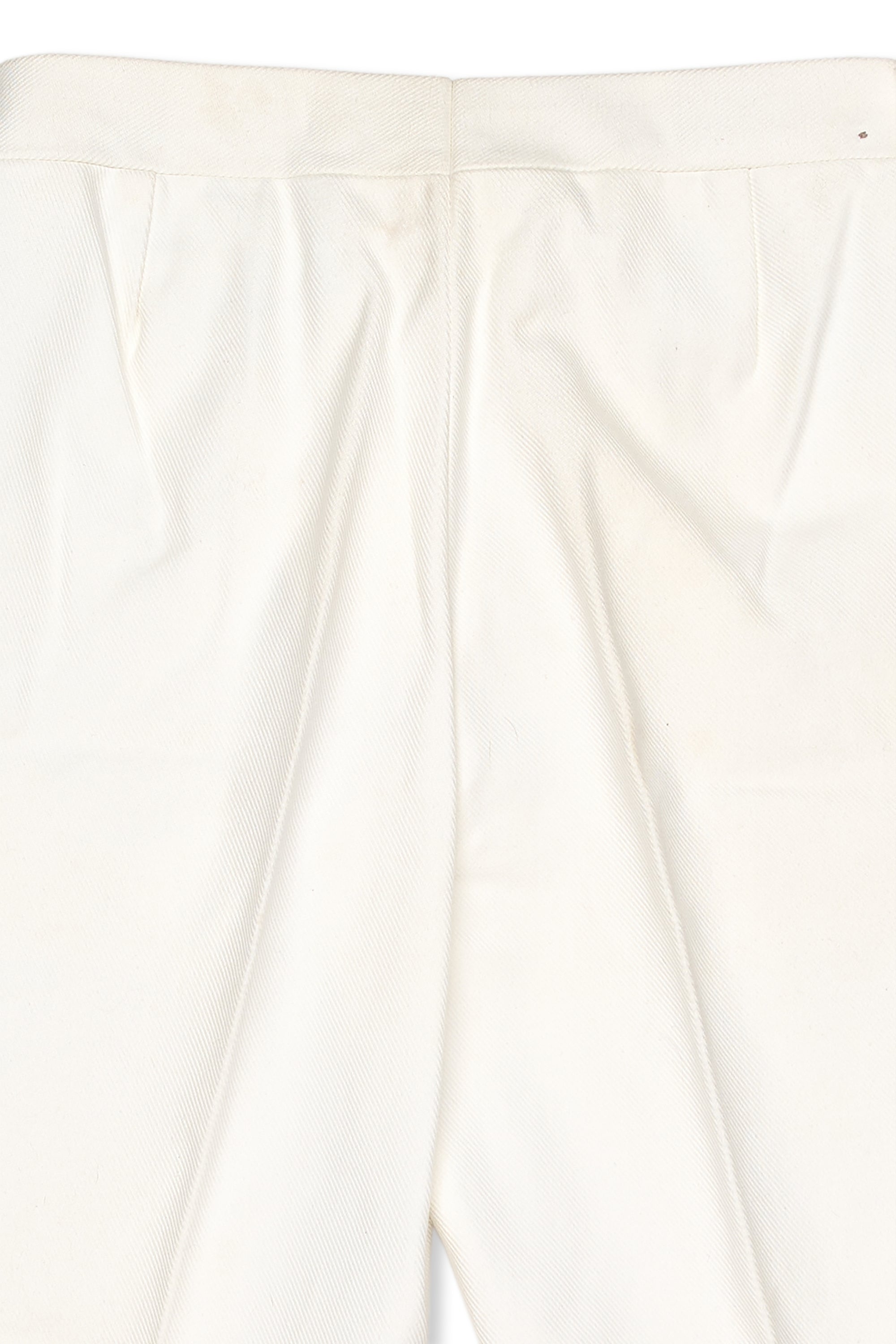Ambrosi White Cotton Twill Single Pleat Trousers