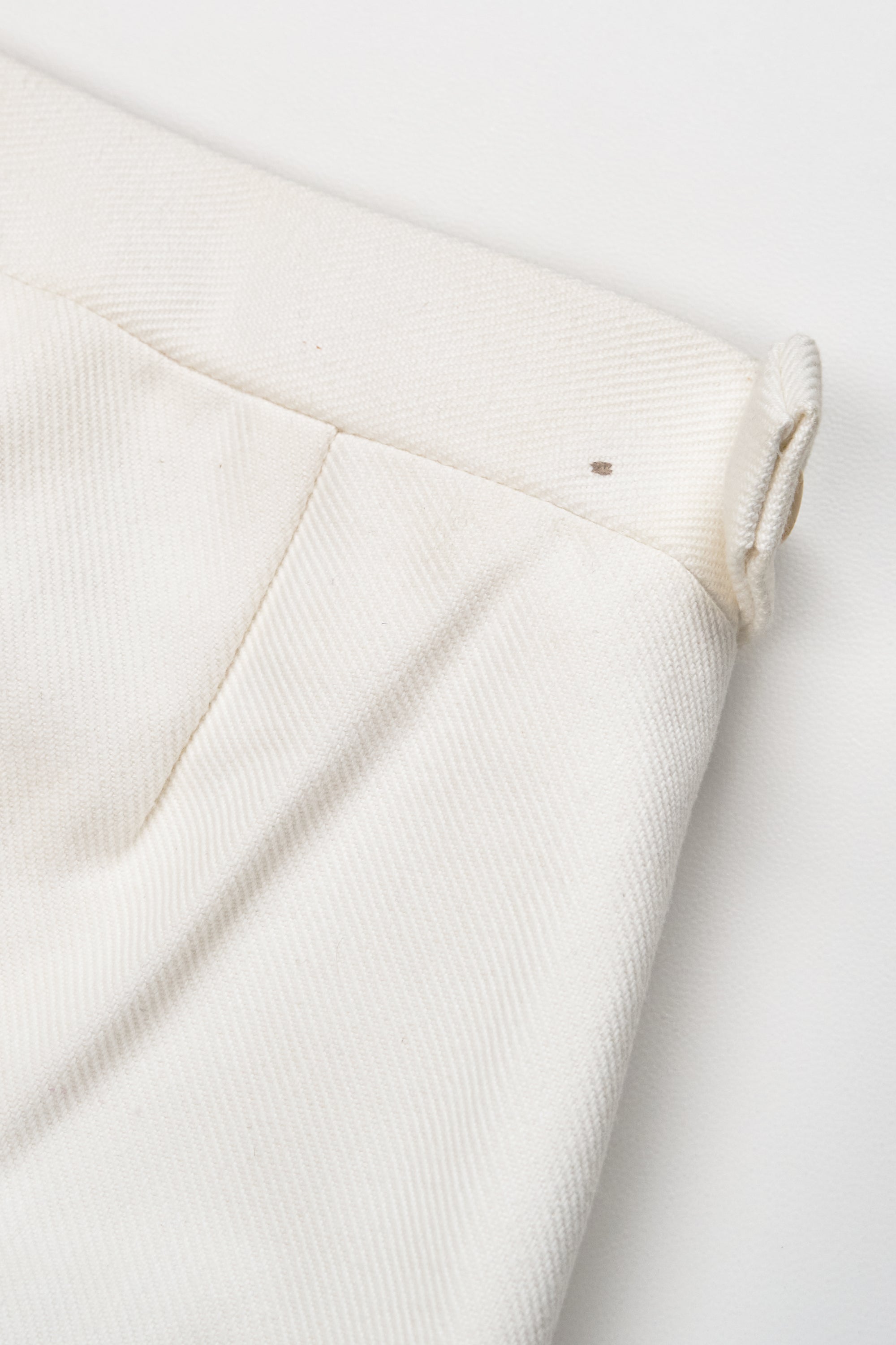 Ambrosi White Cotton Twill Single Pleat Trousers