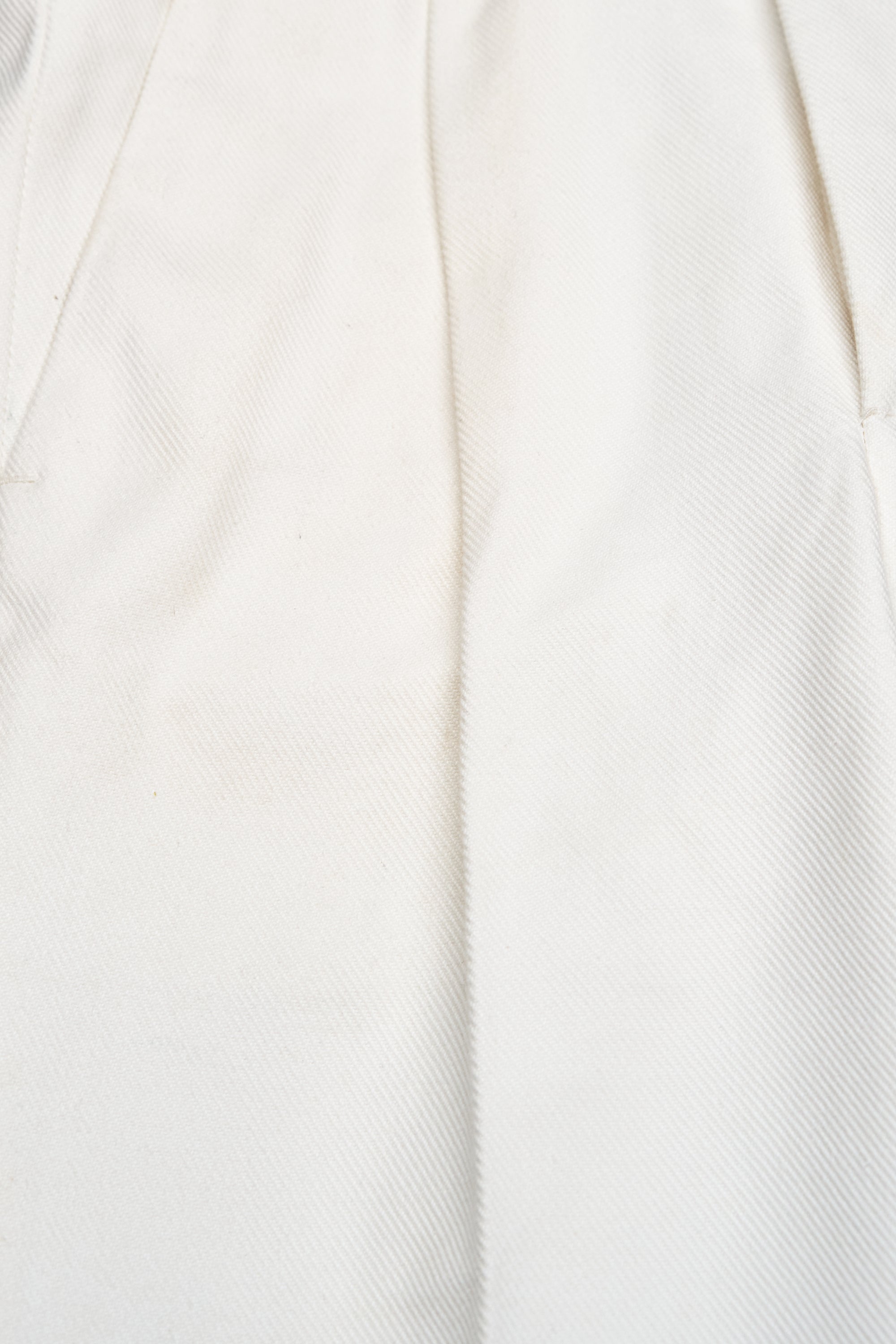 Ambrosi White Cotton Twill Single Pleat Trousers