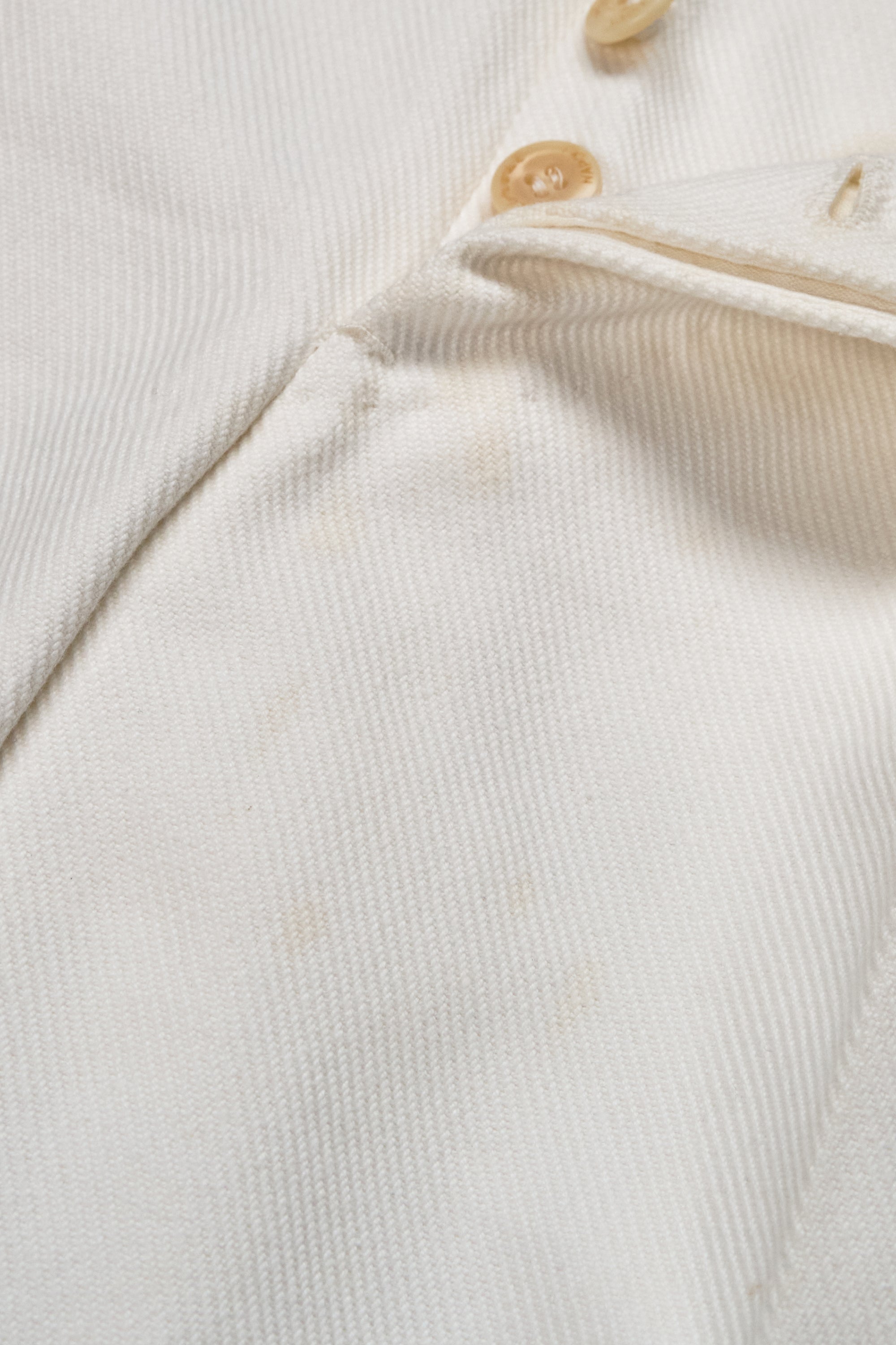 Ambrosi White Cotton Twill Single Pleat Trousers