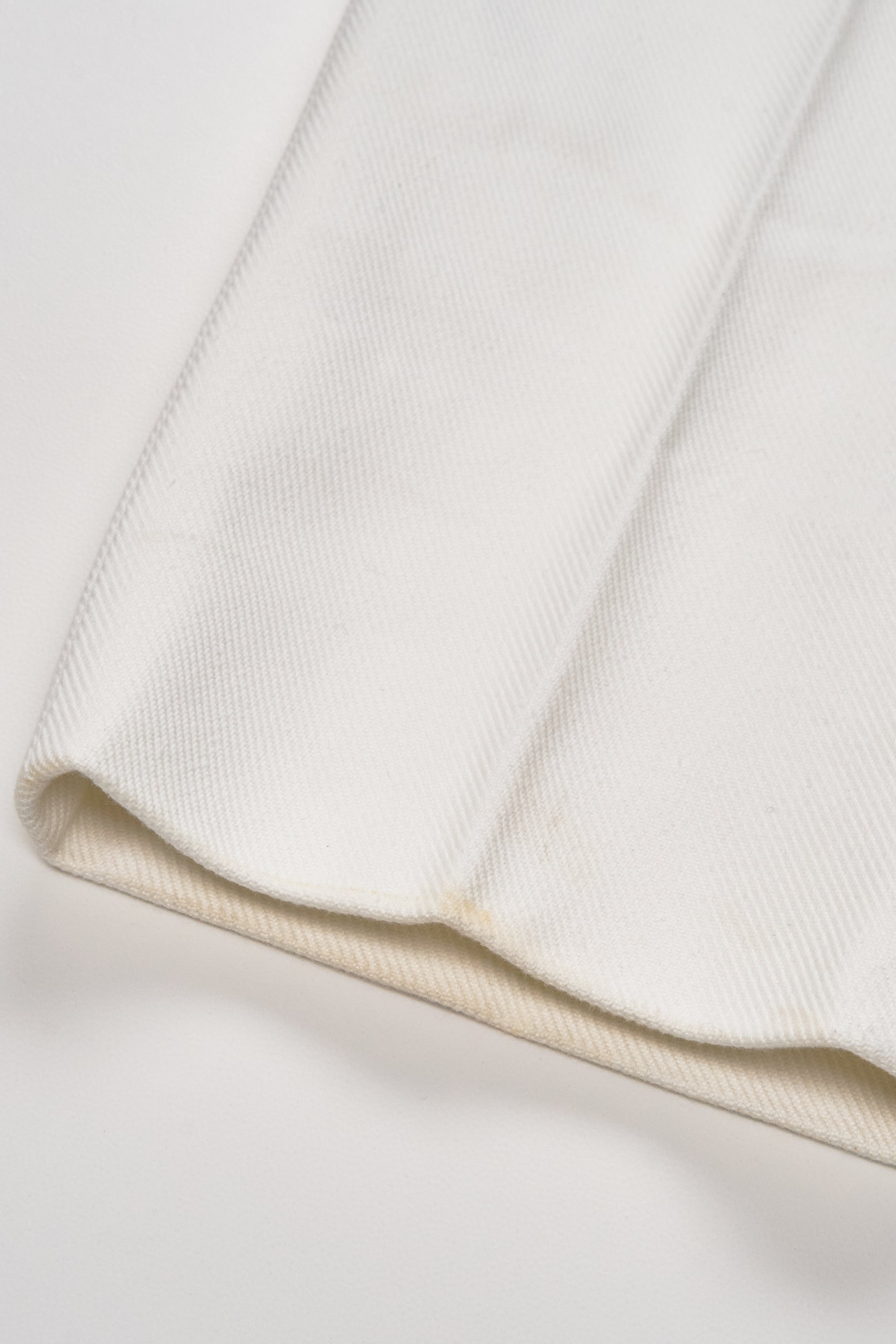 Ambrosi White Cotton Twill Single Pleat Trousers