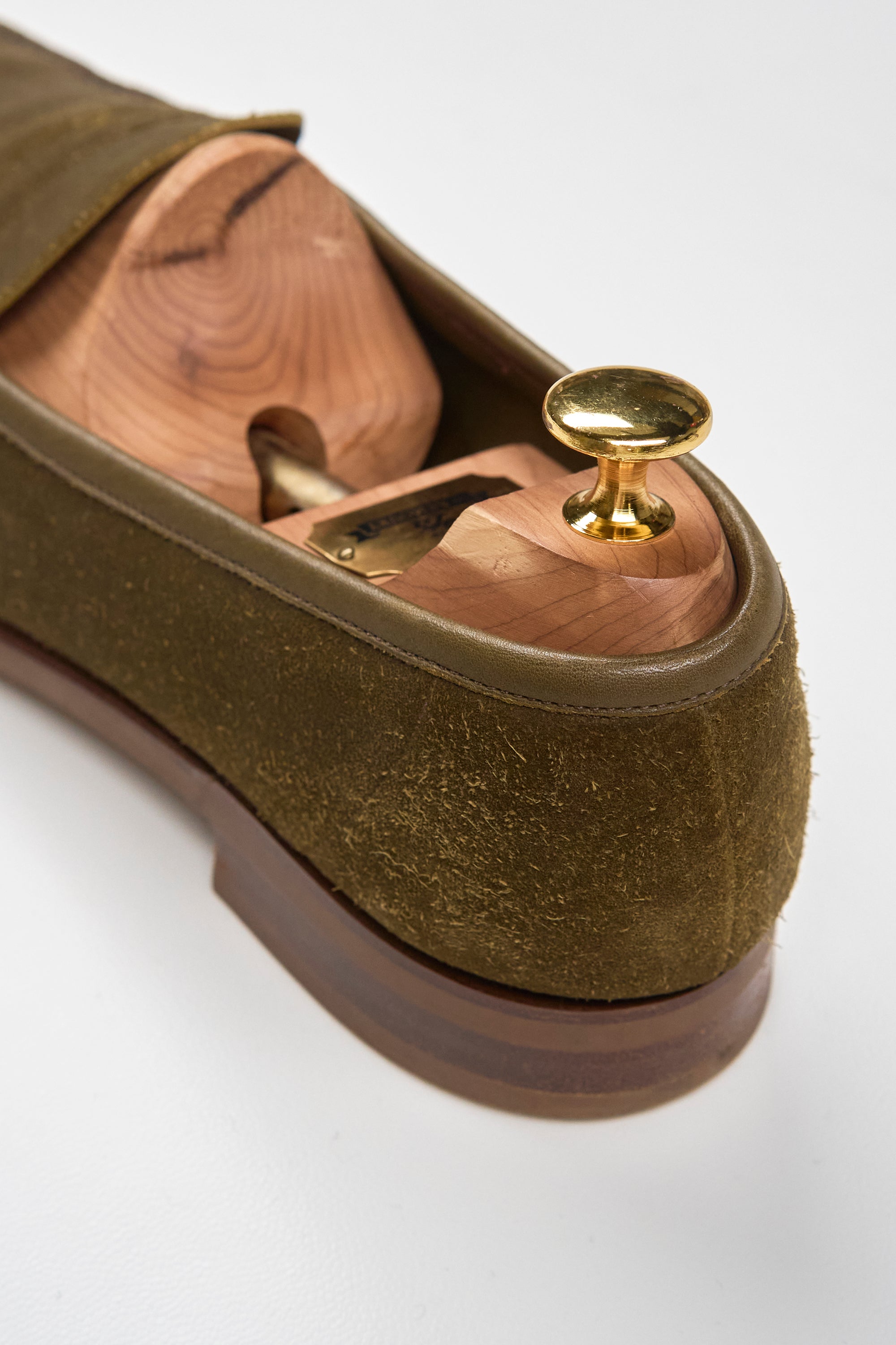 Edward Green Olive Suede Penny Loafers