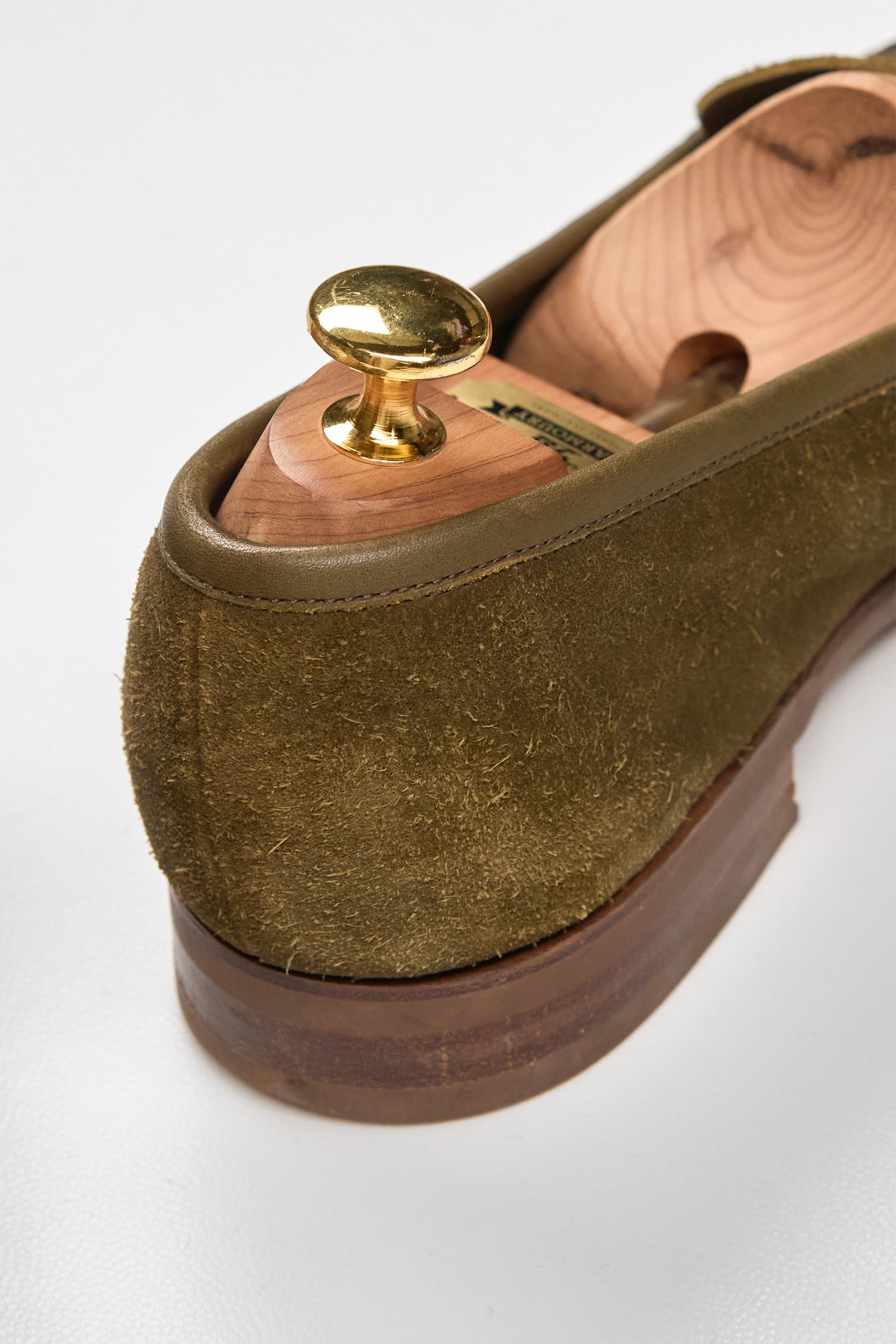 Edward Green Olive Suede Penny Loafers