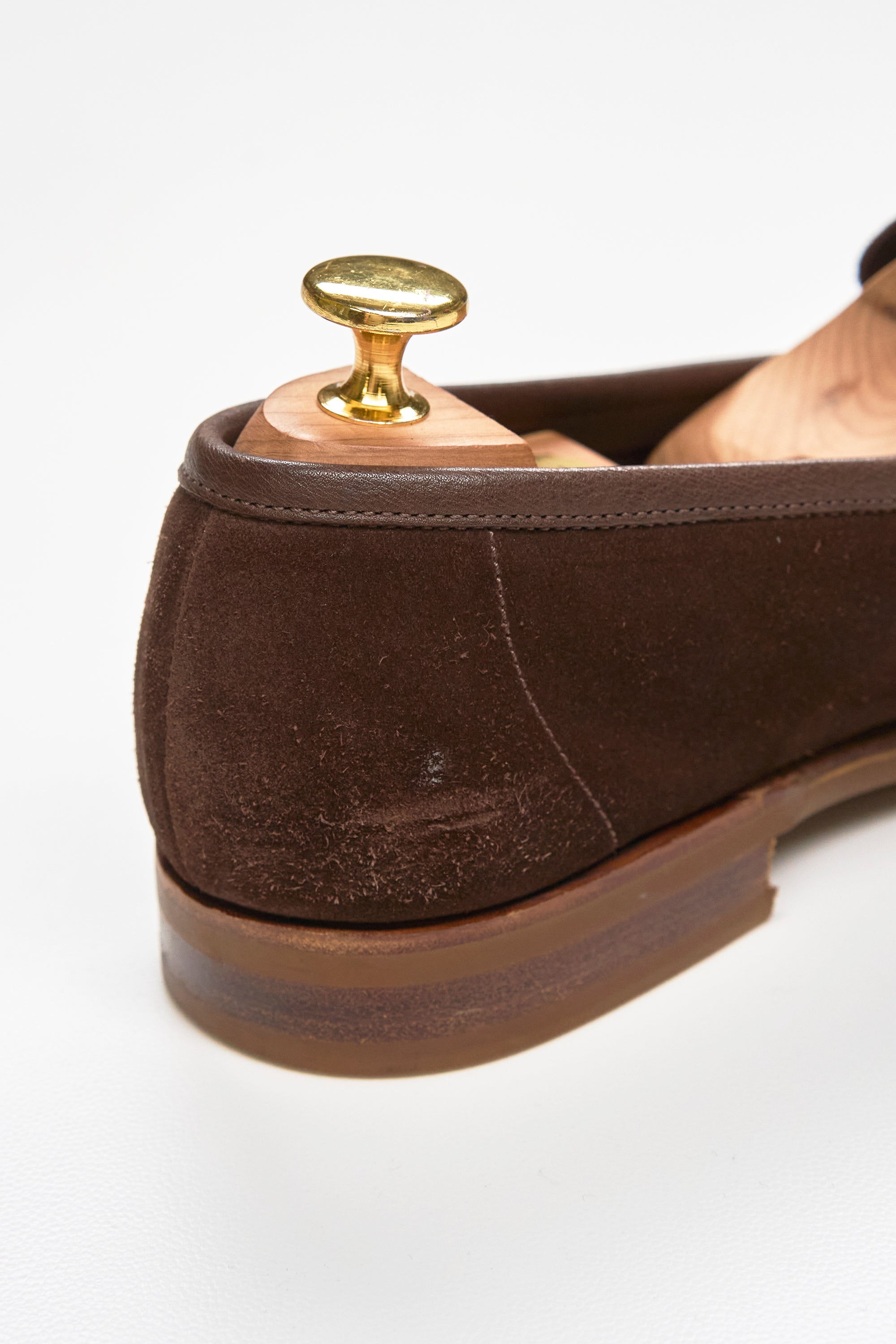 Edward Green Chocolate Suede Penny Loafers
