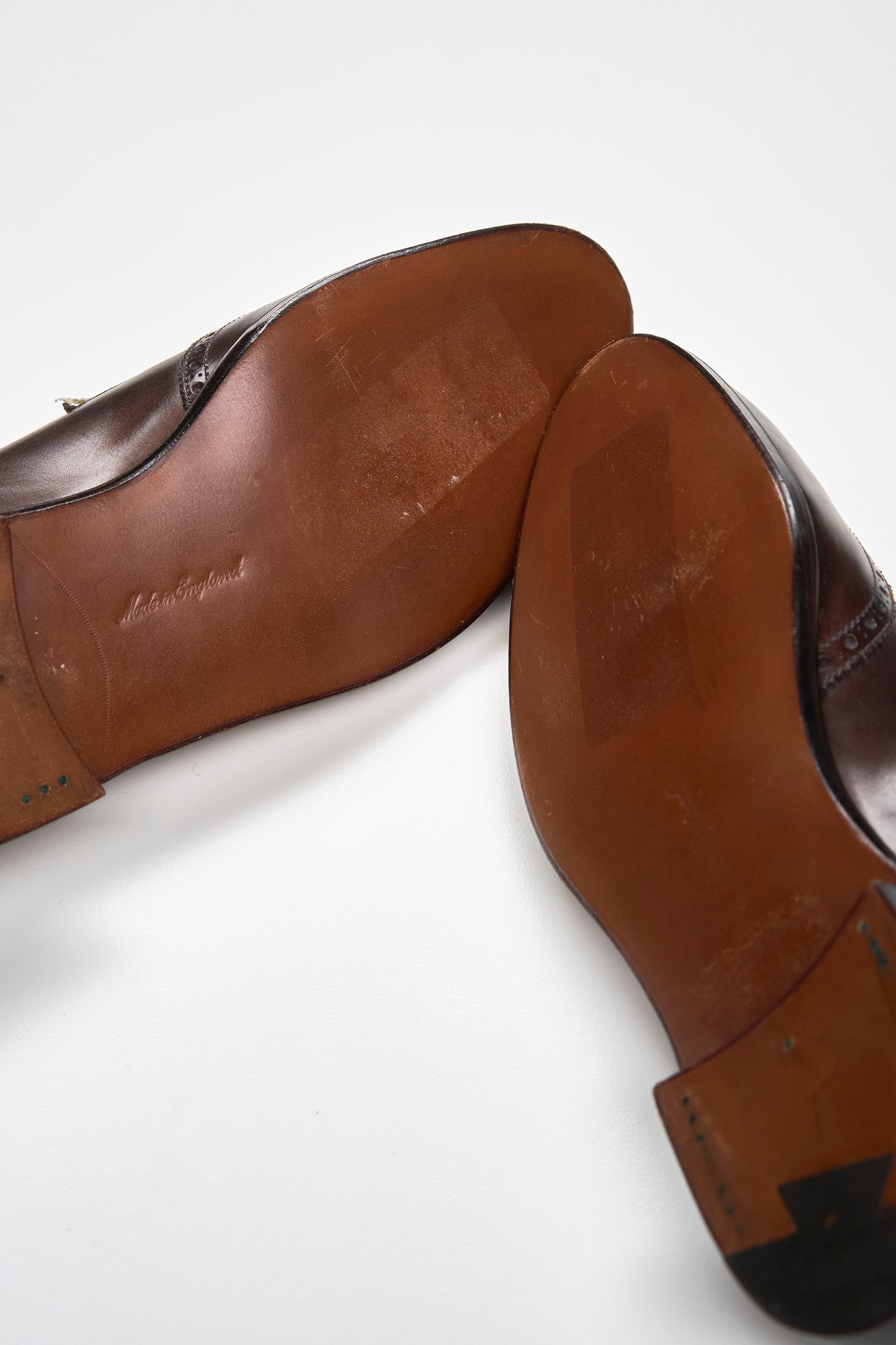 Edward Green Dark Brown Calf Leather Brogue Style Penny Loafers