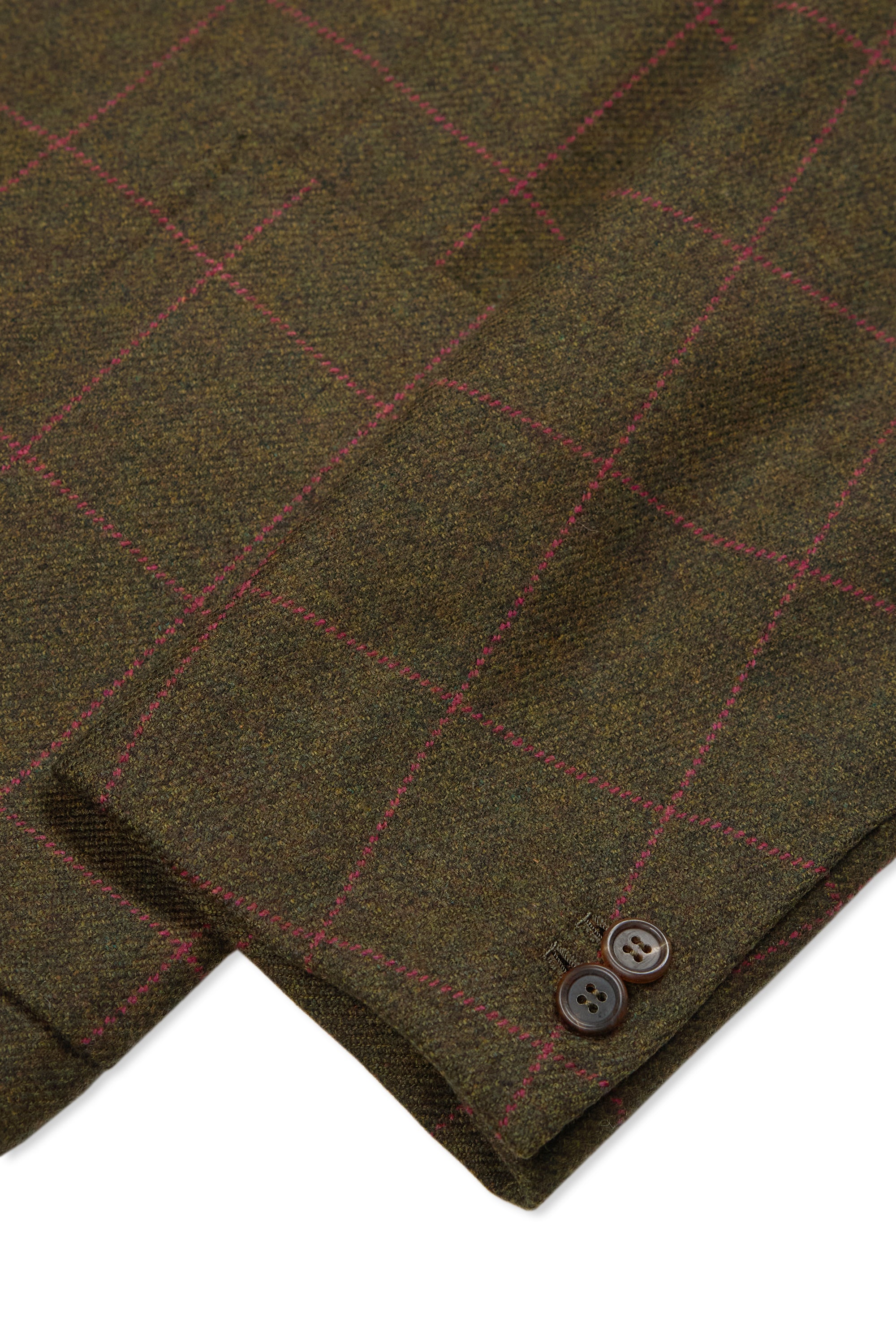 Orazio Luciano Green with Pink Windowpane Wool Sport Coat