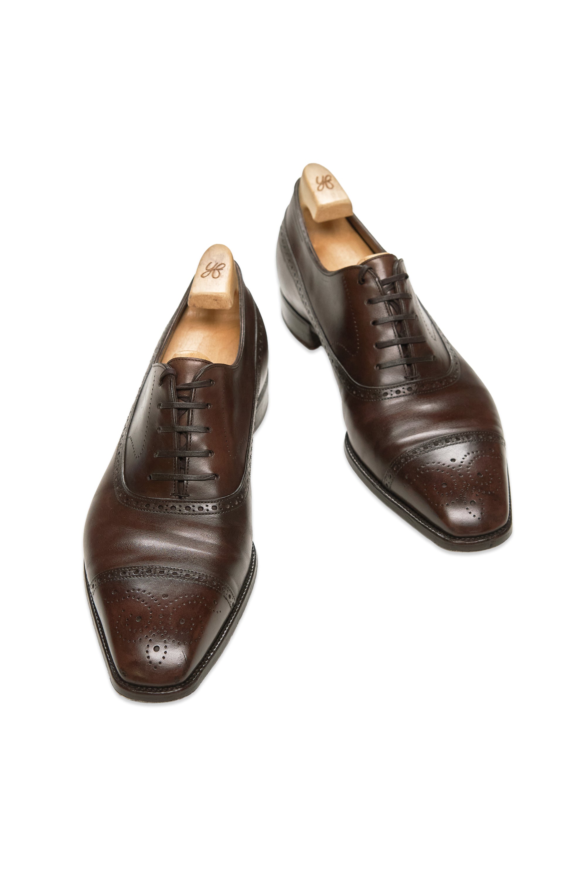 Yohei Fukuda Dark Brown Calf Semi-Brogue Oxfords