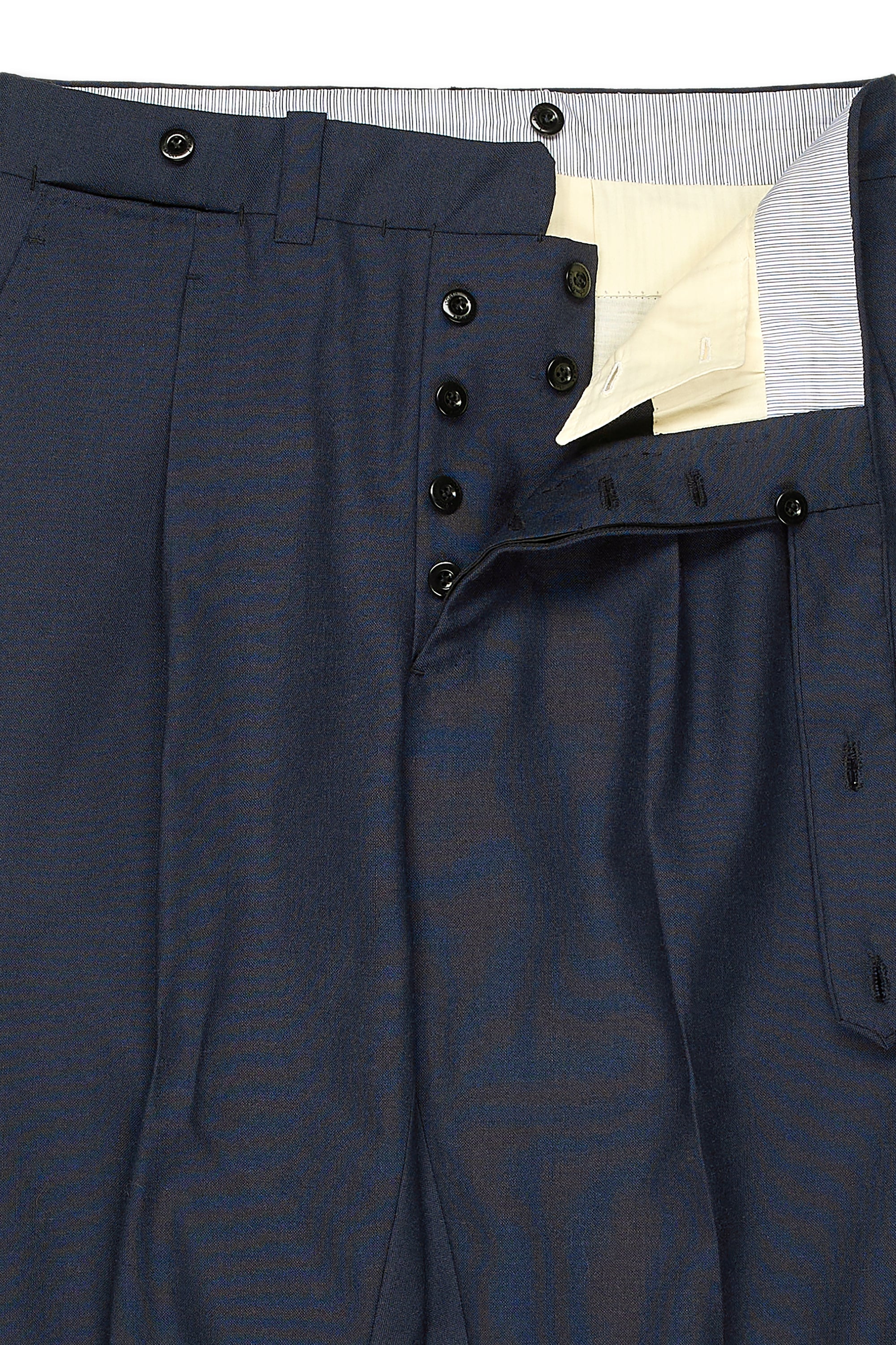 Ambrosi Napoli Navy Wool Single-pleat Trousers