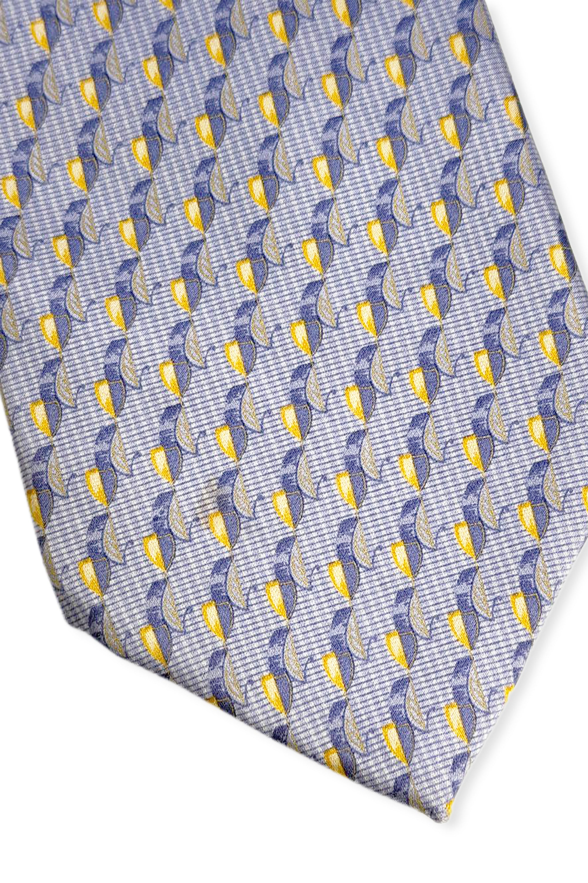 Zilli Purple Blue with Yellow Pattern Silk Tie