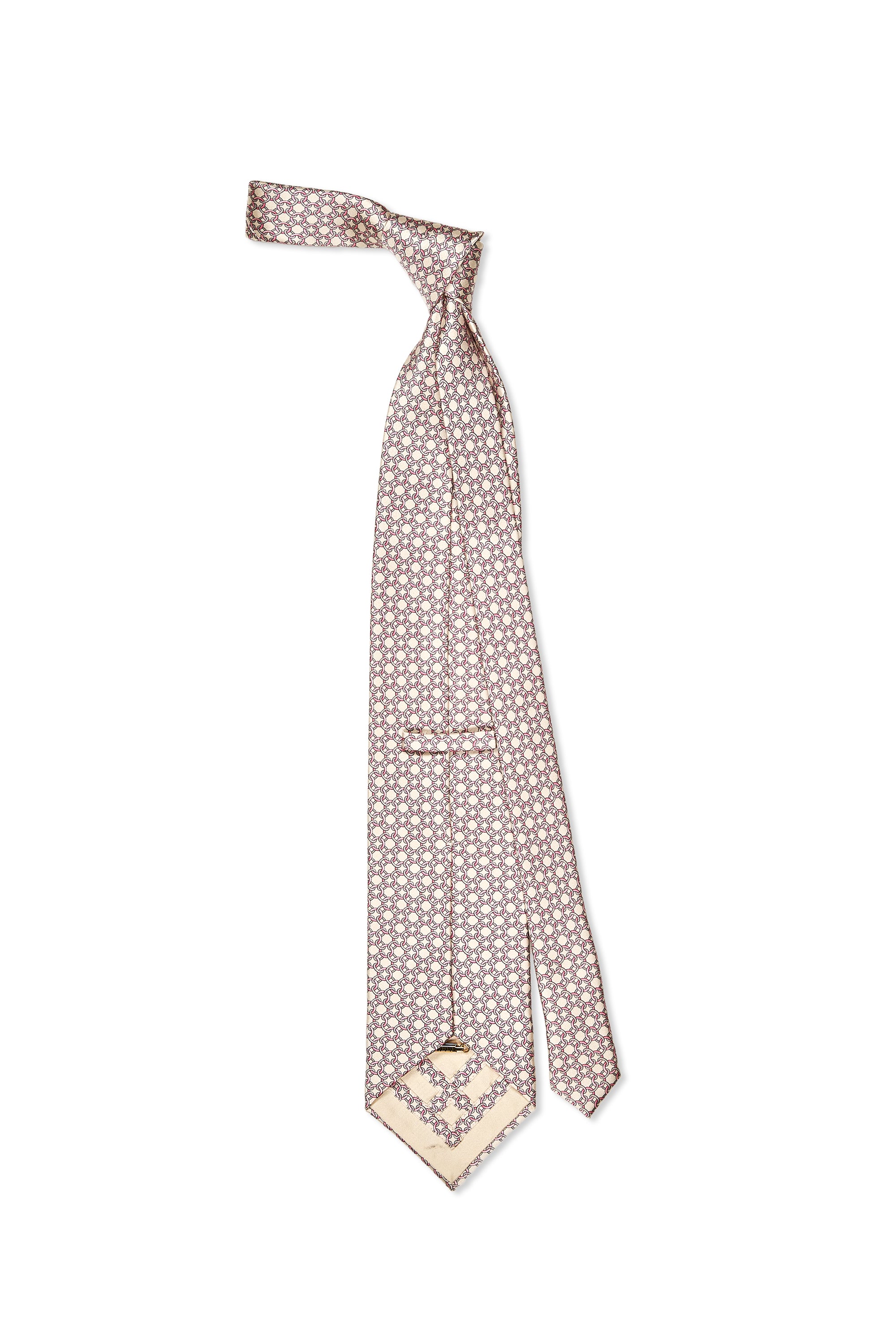 Zilli Beige with Pink/Grey Chain Pattern Silk Tie