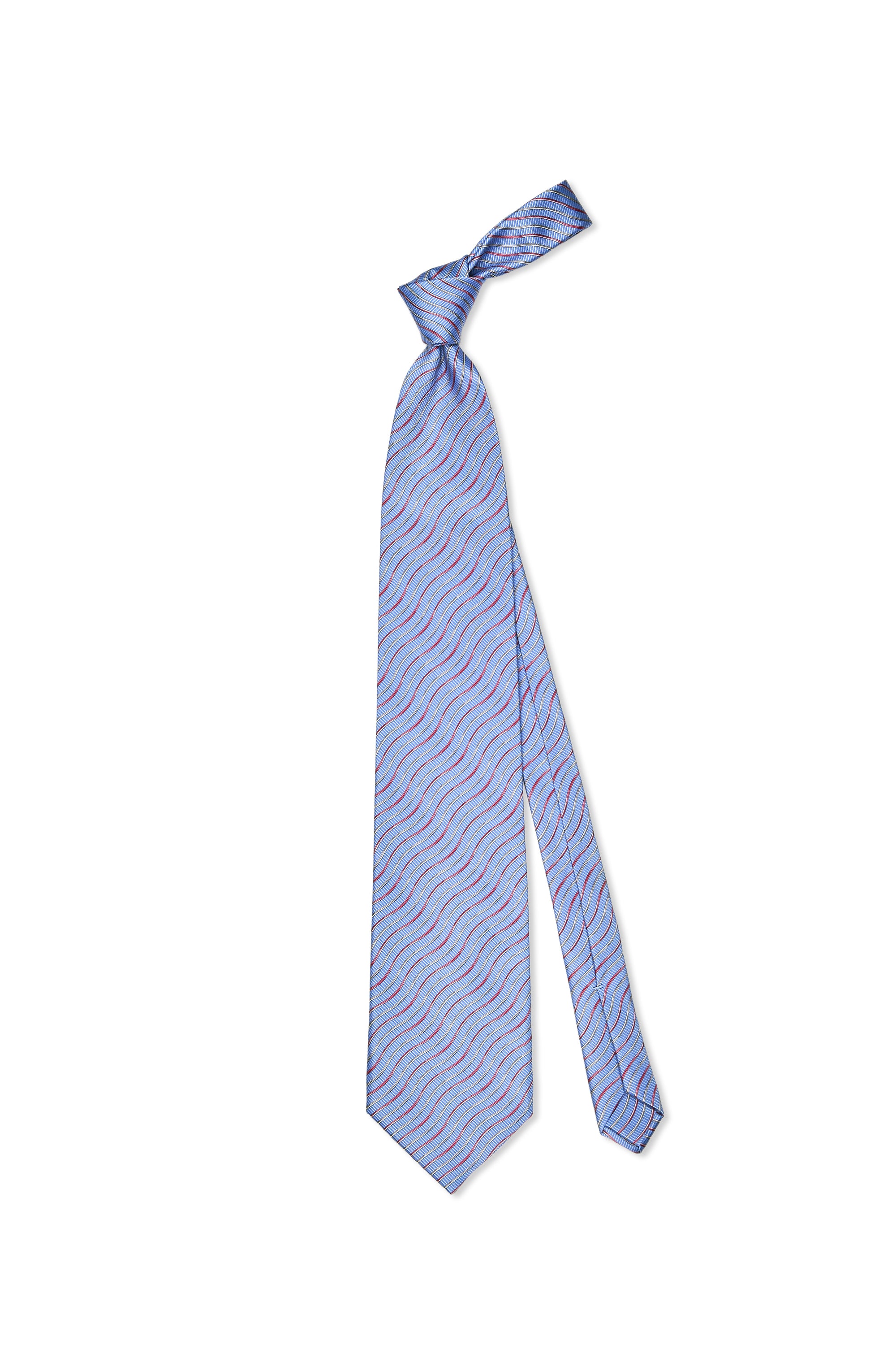 Zilli Light Blue with Pink/Silver Wavy Pattern Silk Tie