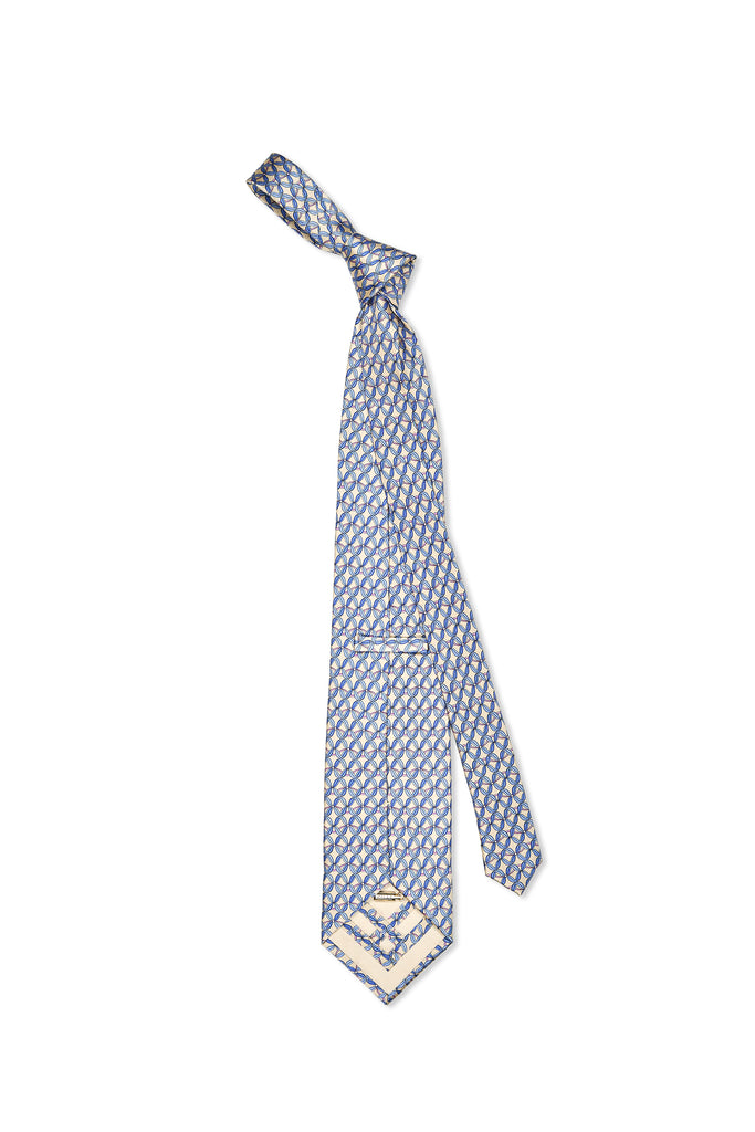 Zilli Beige with Blue/Purple Curved Pattern Silk Tie – Drop 93