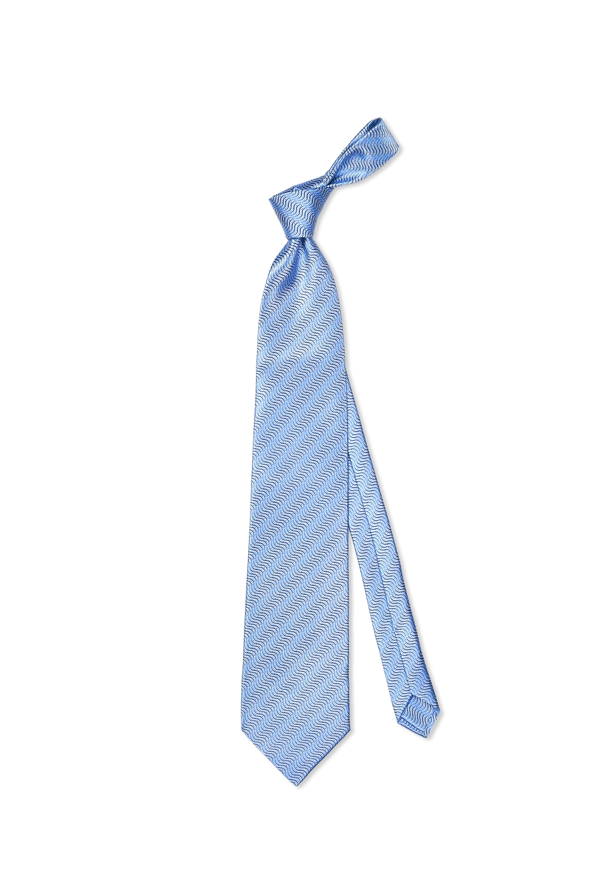 Zilli Light Blue Wavy Pattern Silk Tie