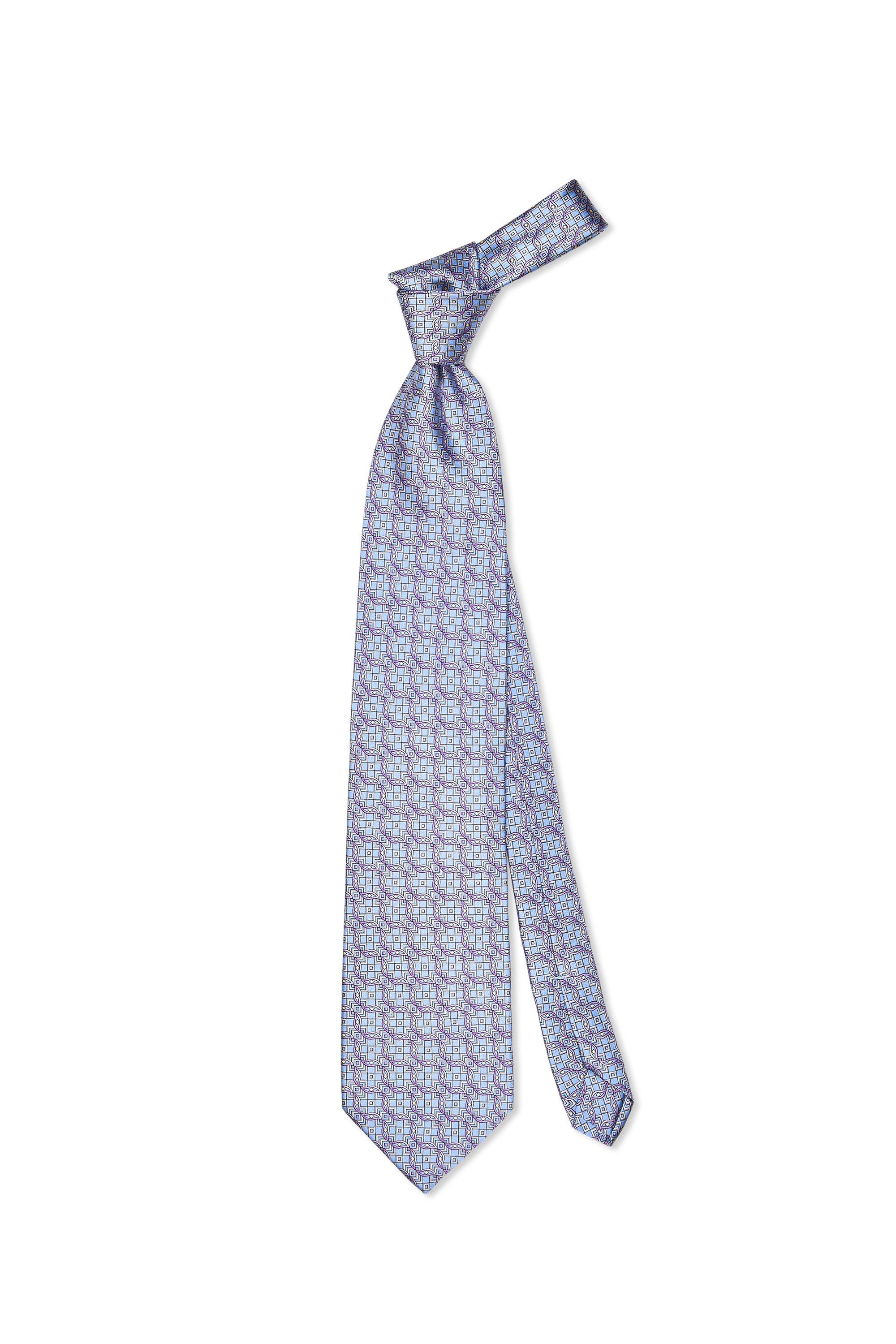 Zilli Blue with Purple/Silver Pattern Silk Tie