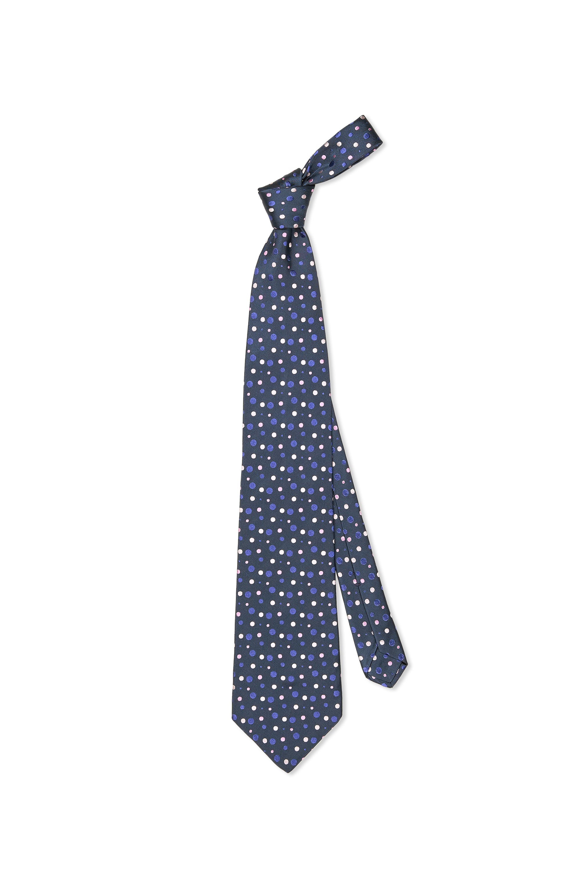 Zilli Navy with Pink/Blue Dot Pattern Silk Tie