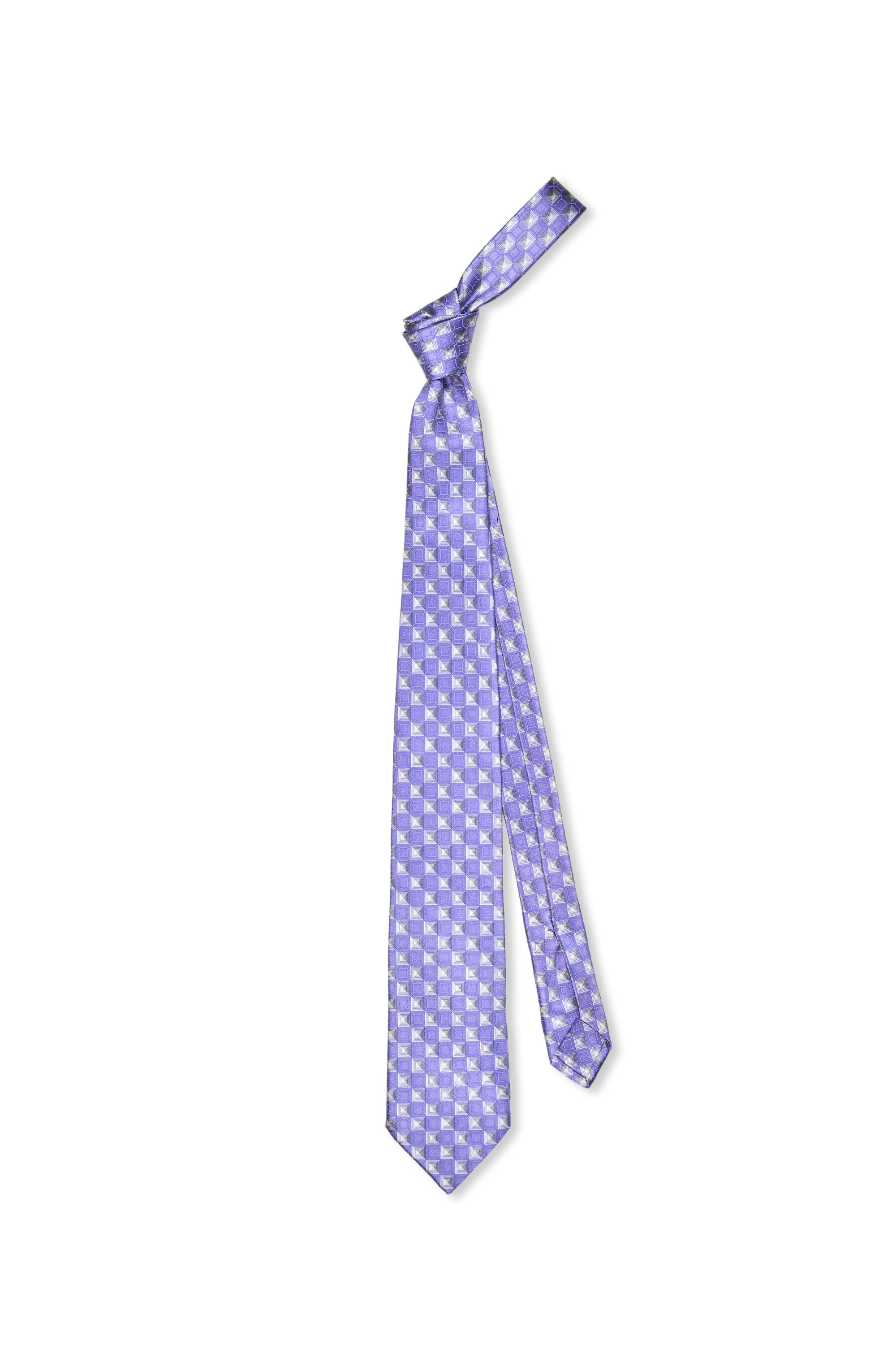 Zilli Light Purple with Grey Square Pattern Silk Tie