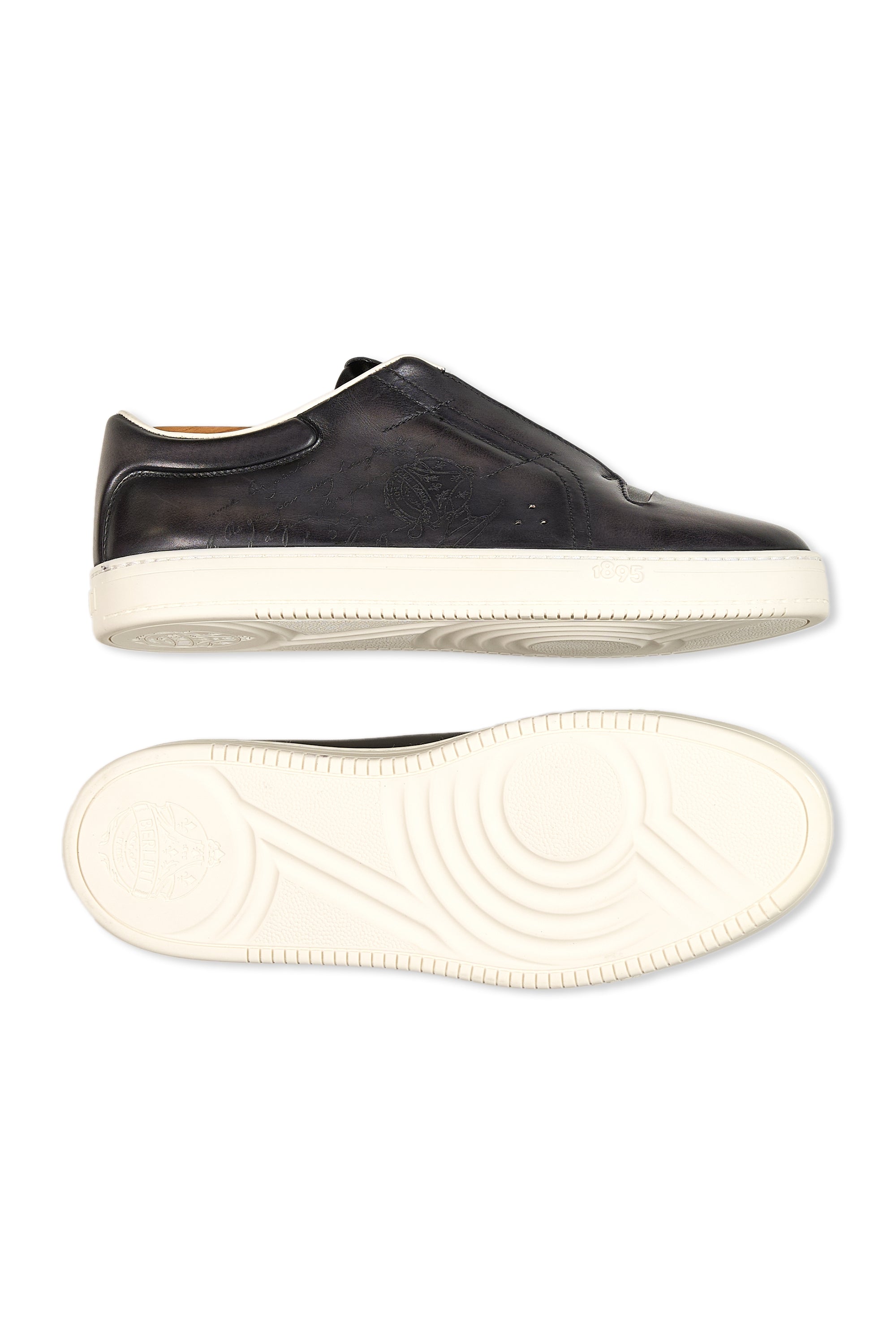 Berluti Dark Navy Calf Leather Slip On Sneakers