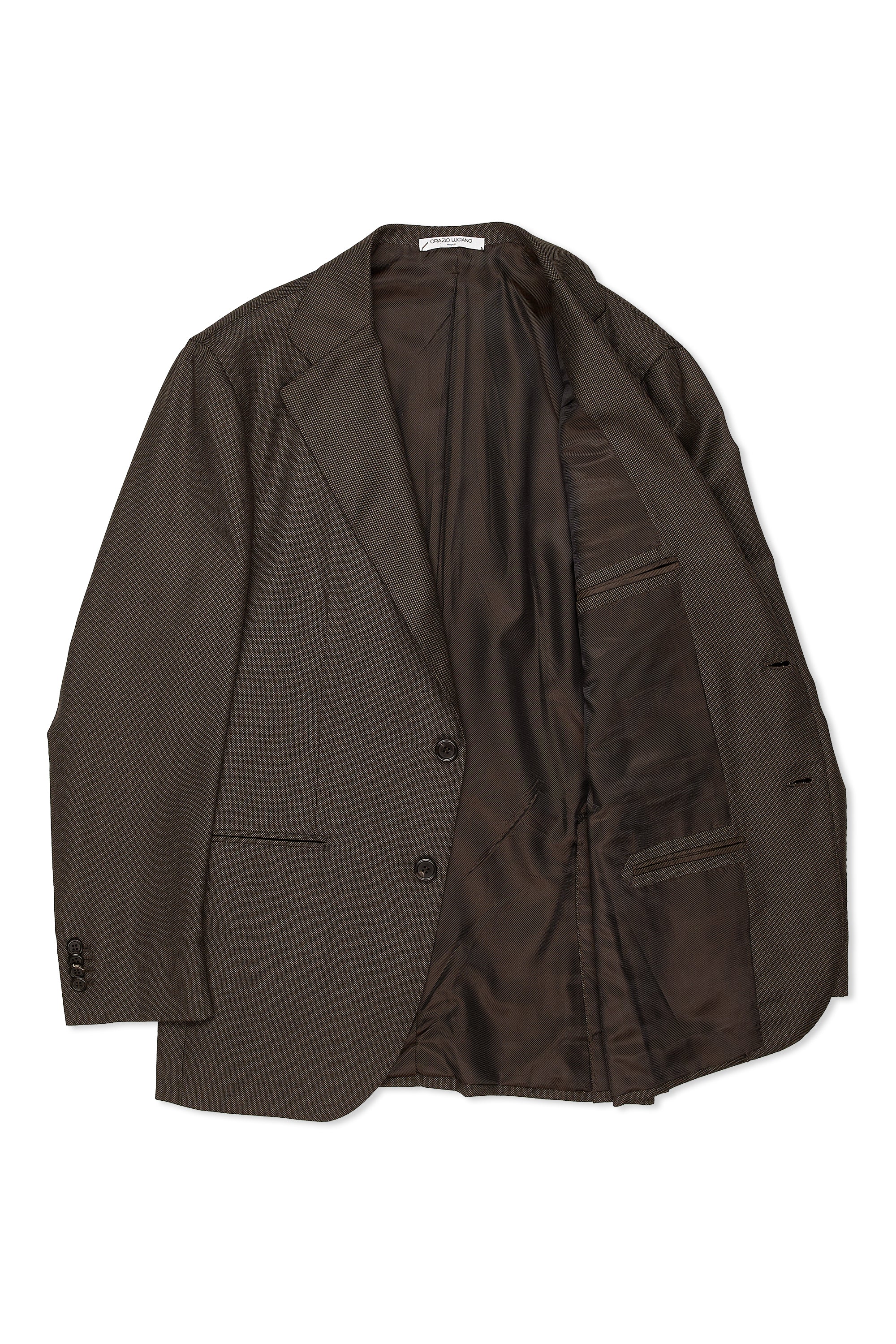 Orazio Luciano Brown Birdseye Wool Suit
