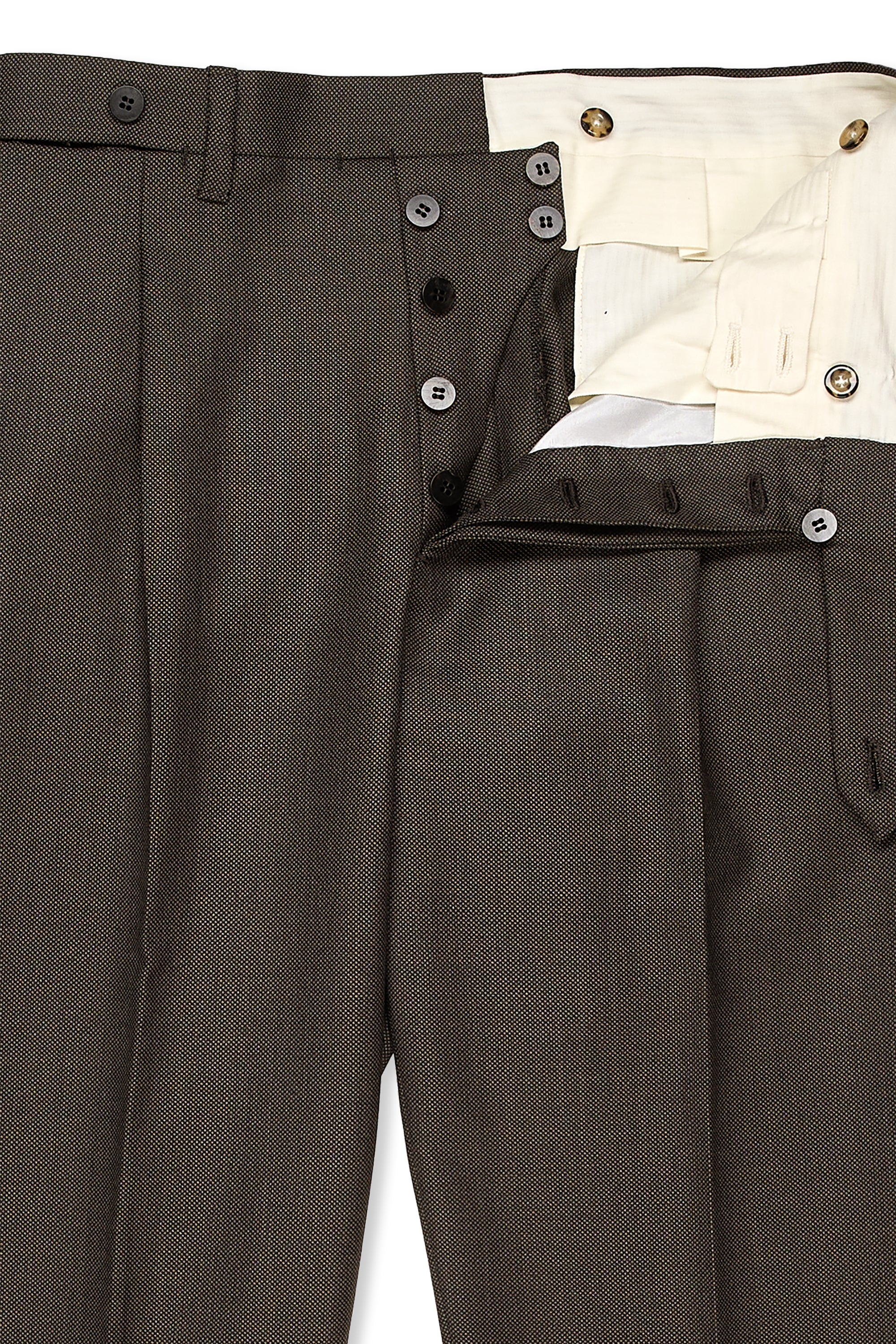 Orazio Luciano Brown Birdseye Wool Suit