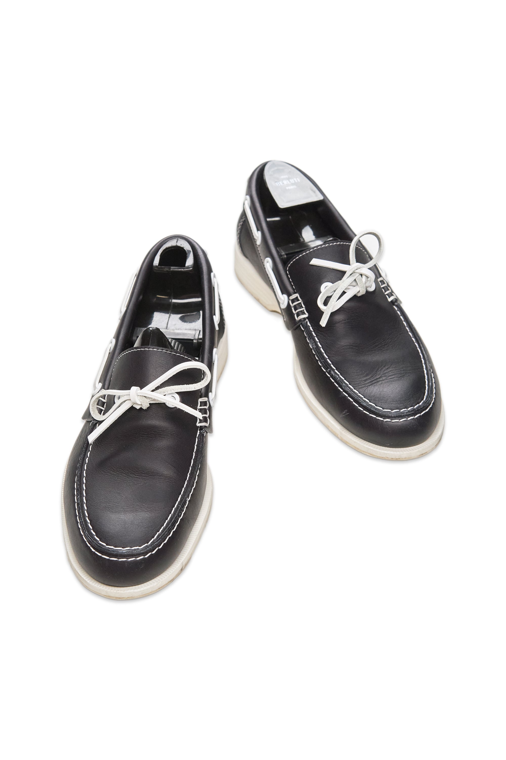 Hermès Dark Navy Leather Ecoutille Loafers