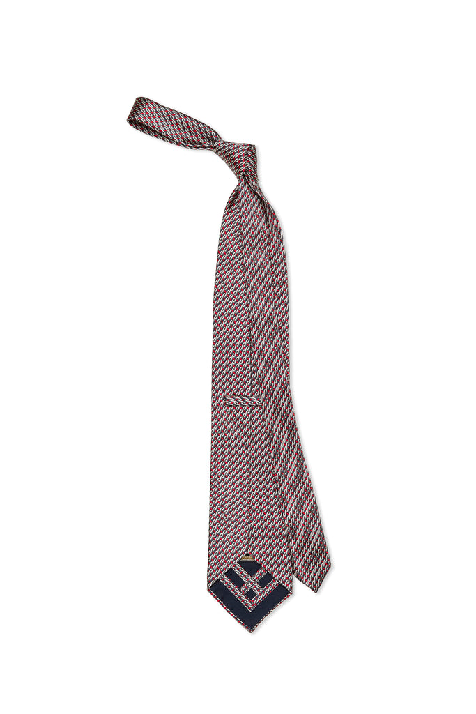 Zilli Pattern Zilli Red/Silver/Black Rope Pattern Silk Tie – Drop 93